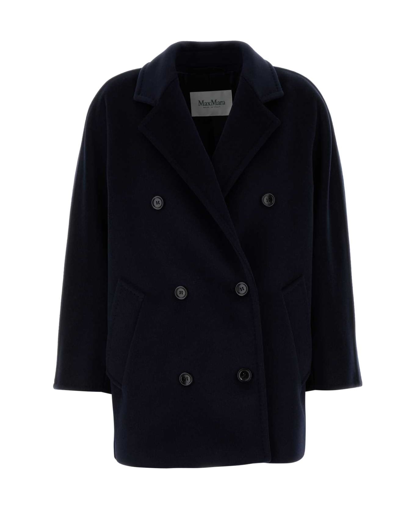 Max Mara Midnight Blue Wool Blend Rebus Coat - BLU MARINO