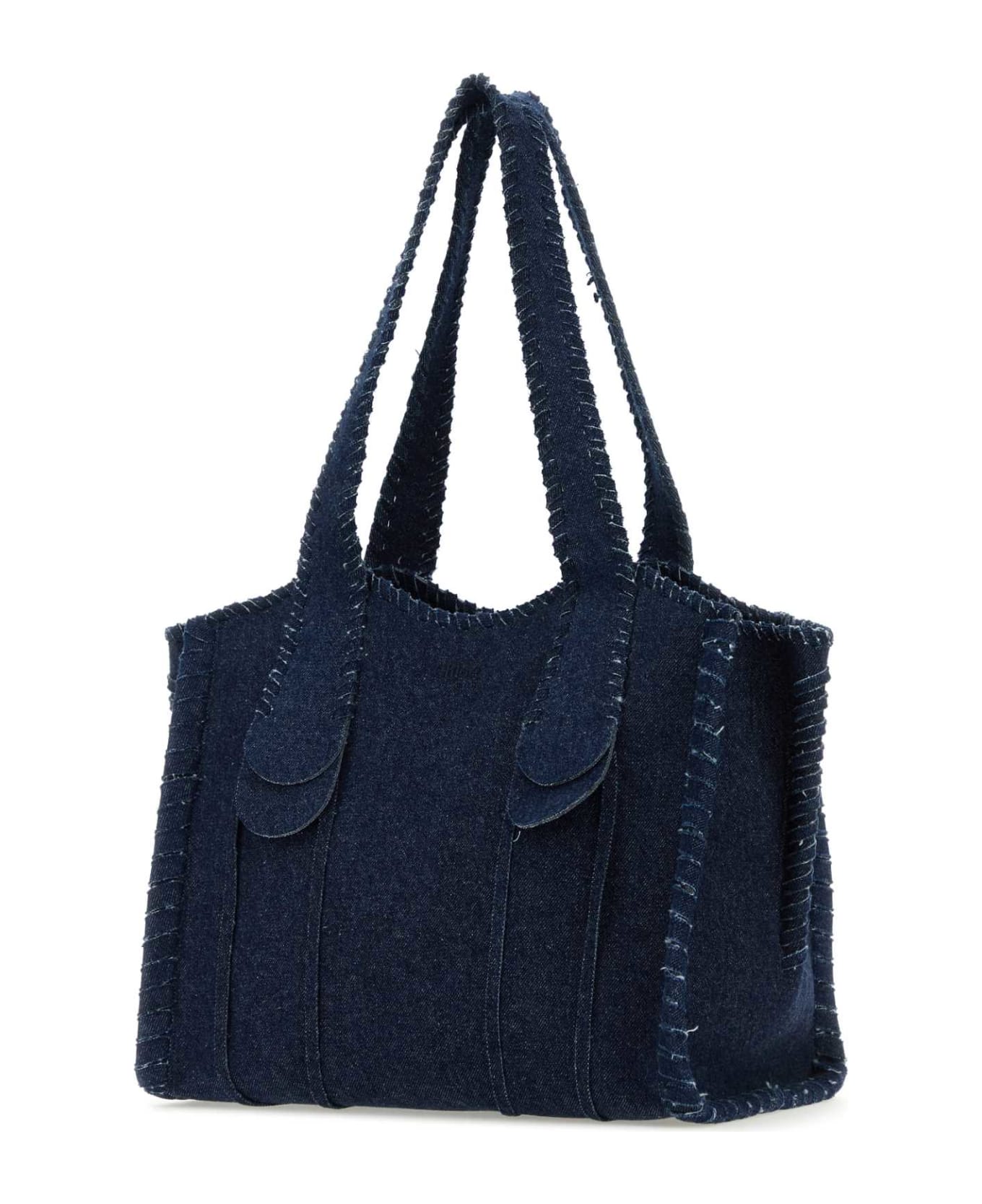 Chloé Dark Blue Denim Medium Mony Shopping Bag - DENIM