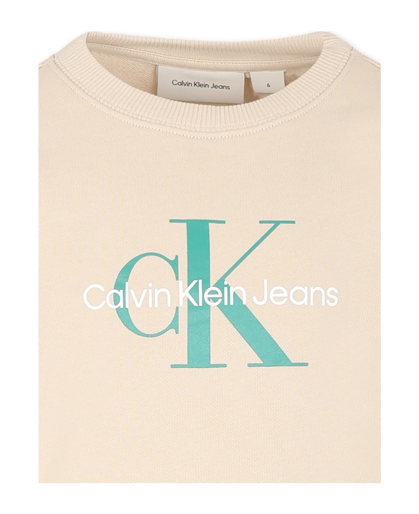 Calvin Klein Ivory Sweatshirt For Kids With Logo - Ivory
