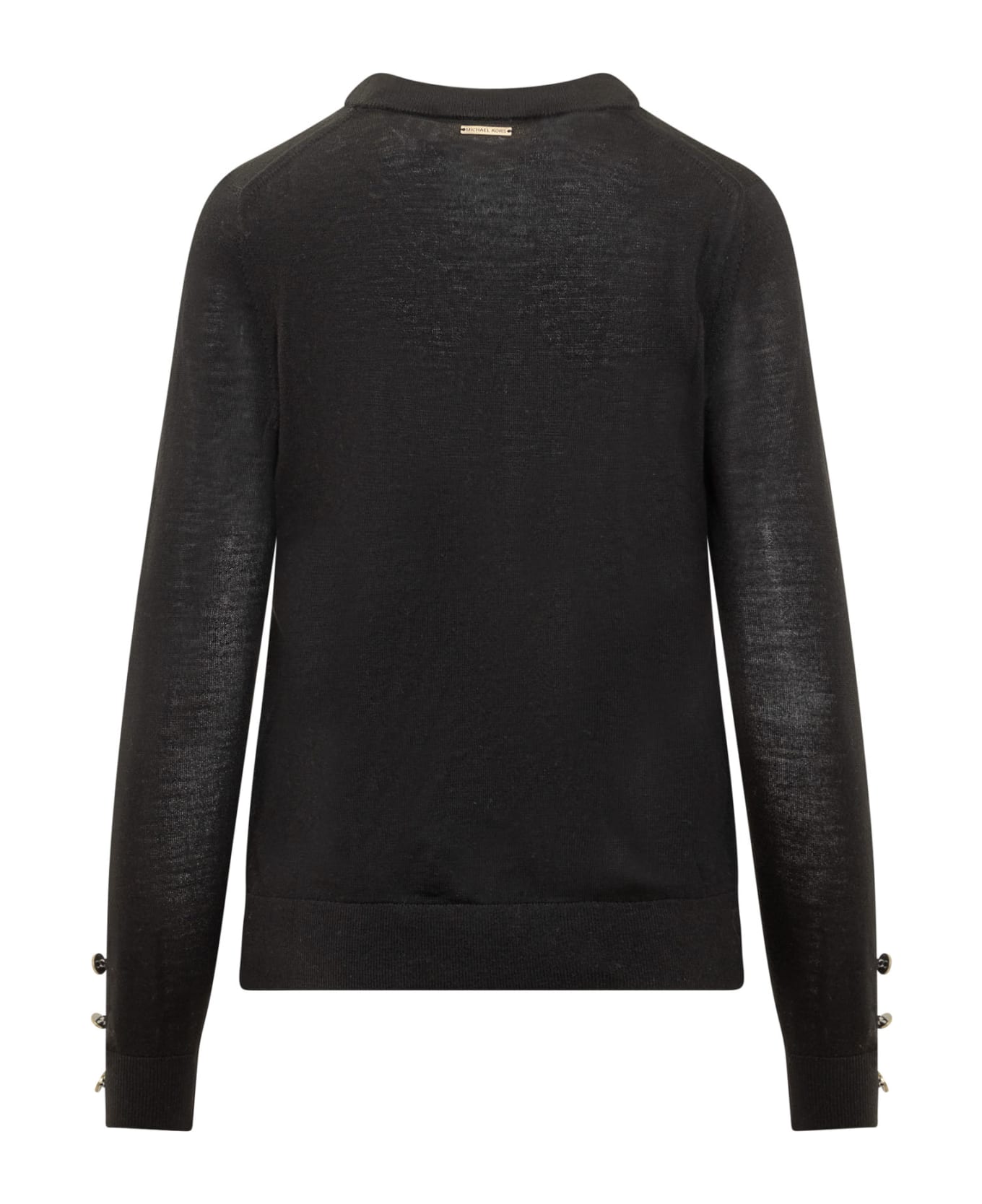 MICHAEL Michael Kors Merino Button Long Sleeve Sweater - Black ニットウェア