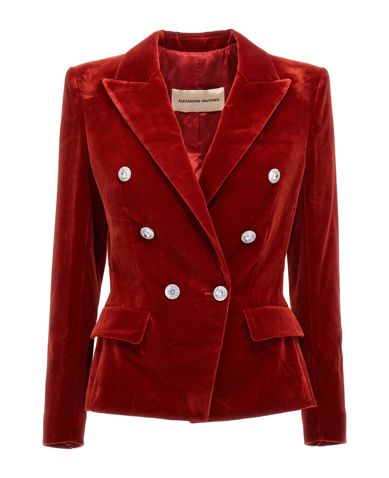 Alexandre Vauthier Double Breast Velvet Blazer Jacket - Red