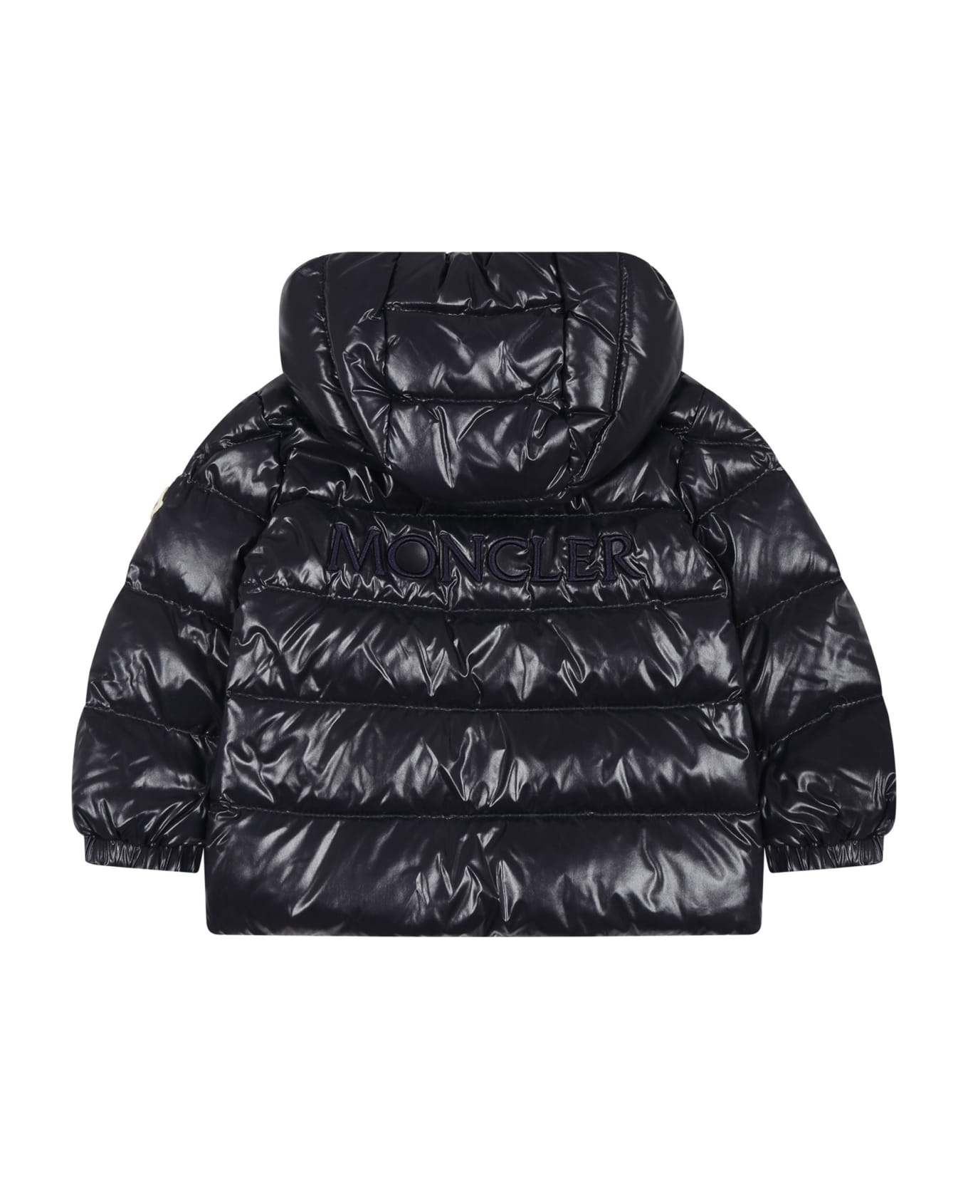 Moncler Blue Anand Down Jacket For Baby Boy With Logo - Blue
