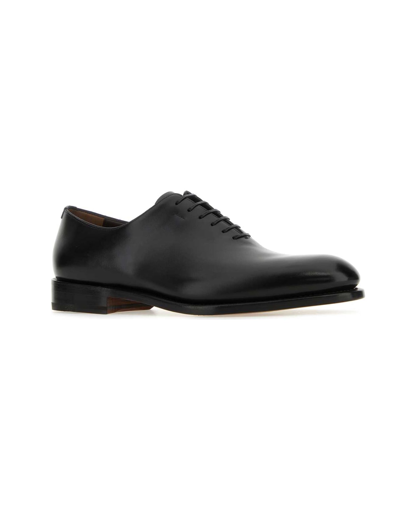 Ferragamo Black Leather Angiolo Lace-up Shoes - NERONERO