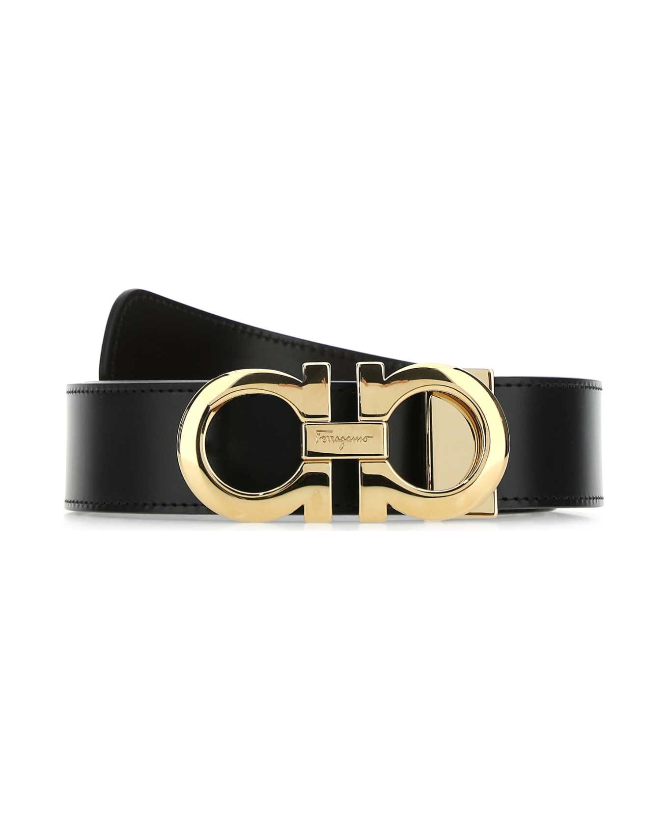 Ferragamo Black Leather Reversible Belt - NERHIC