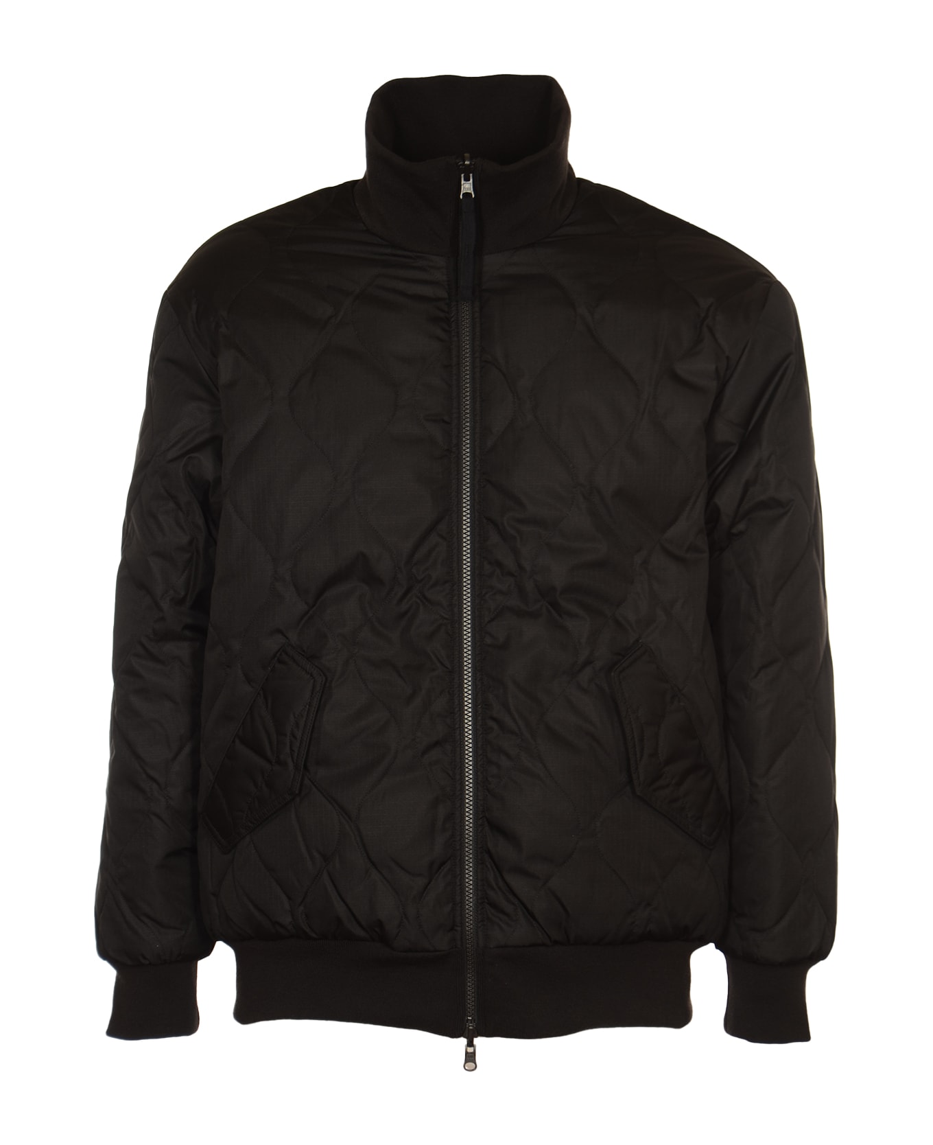 Taion High-neck Quilted Down Jacket - Black/Cream