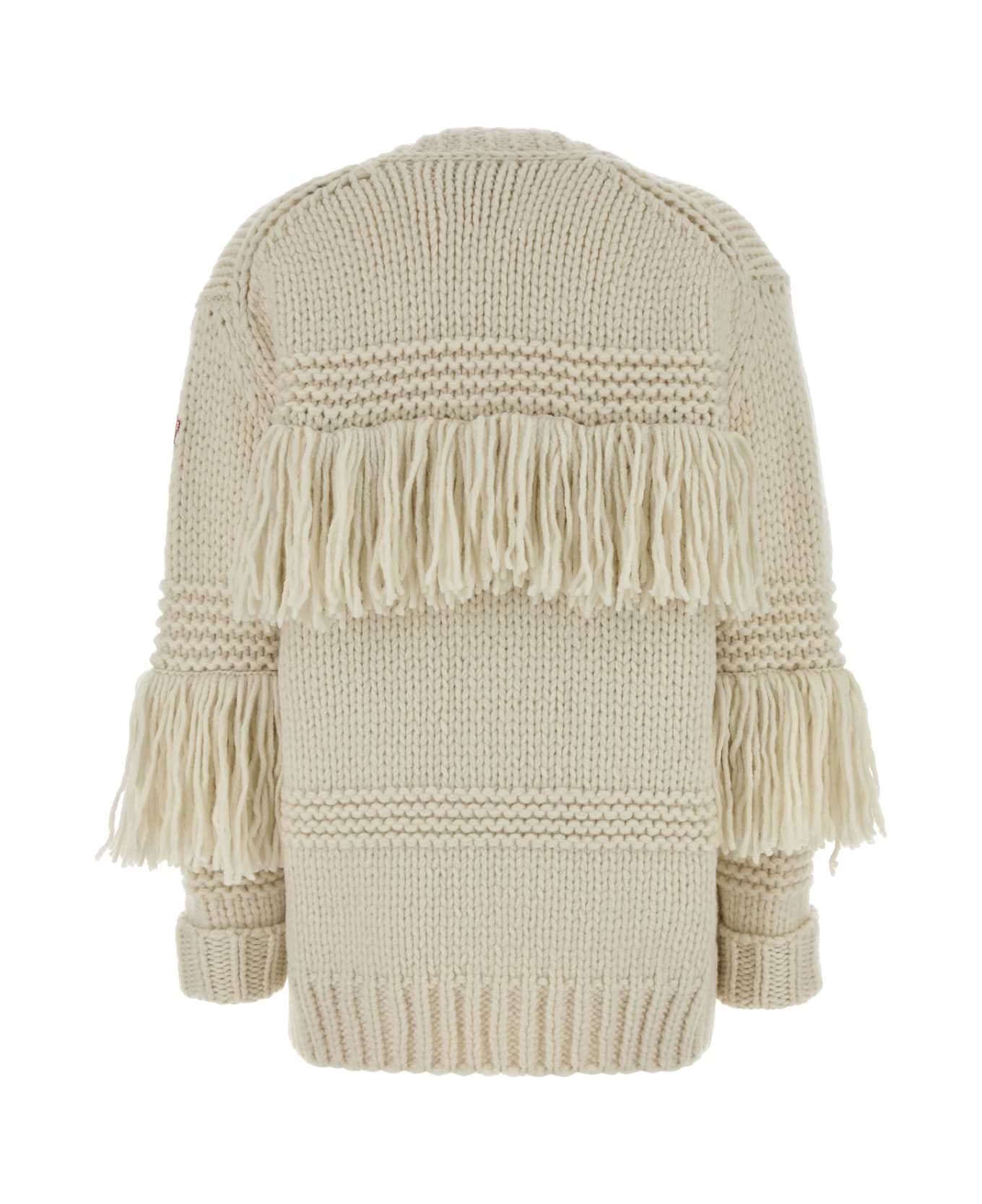 Moncler Grenoble Ivory Crochet Oversize Cardigan - 034