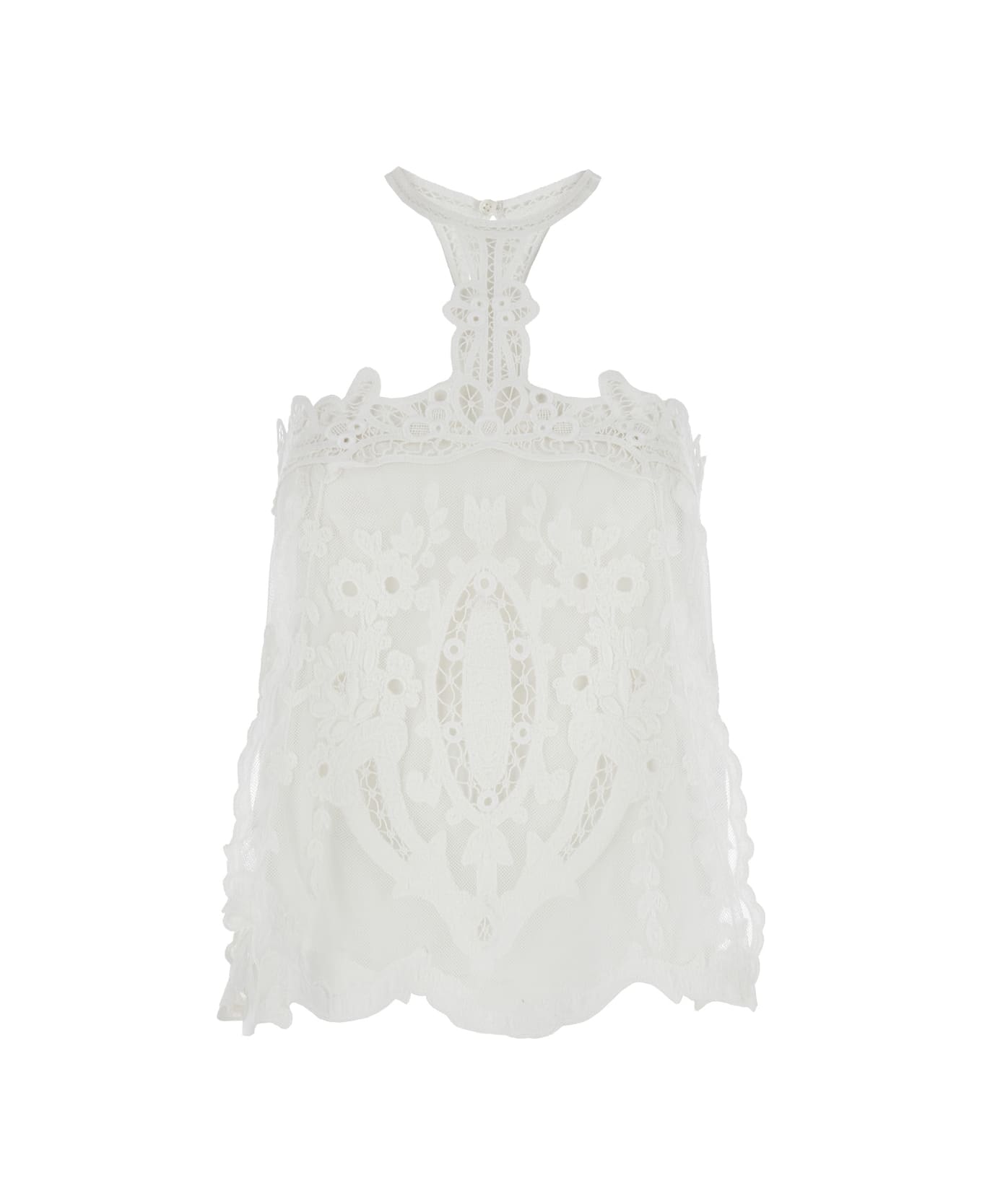 Isabel Marant 'vannel' White Blouse With Halterneck In Lace Woman - White