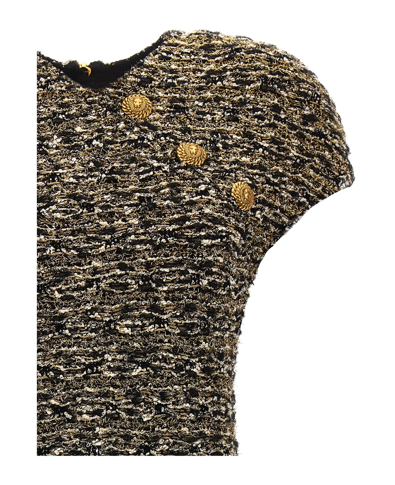 Balmain Tweed Dress - Ead Noir Or ワンピース＆ドレス
