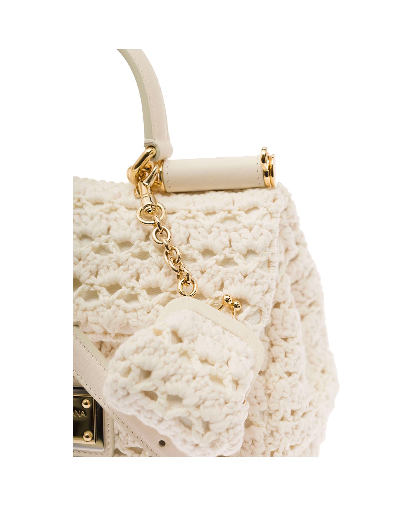 Dolce & Gabbana Sicily Small Handbag In White Crochet Woman - White トートバッグ