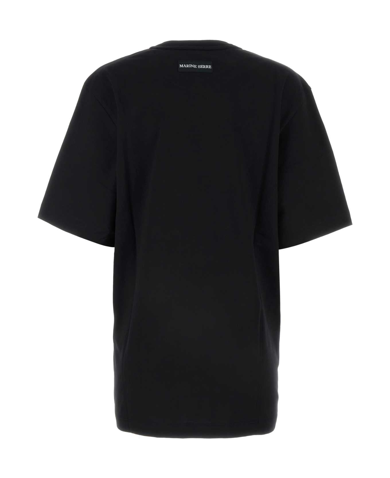 Marine Serre Black Cotton T-shirt - BLACK