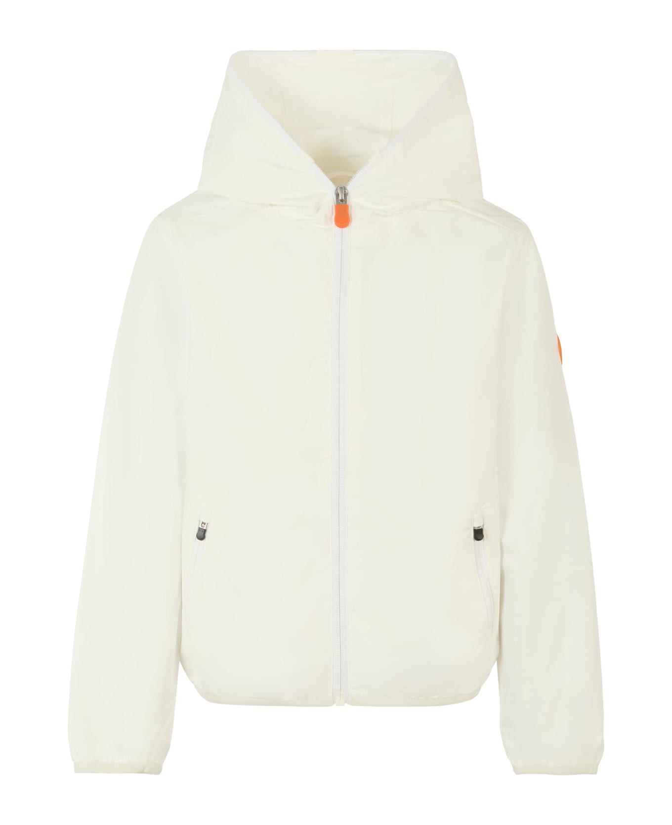 Save the Duck White Jules Windbreaker For Kids With Logo - White