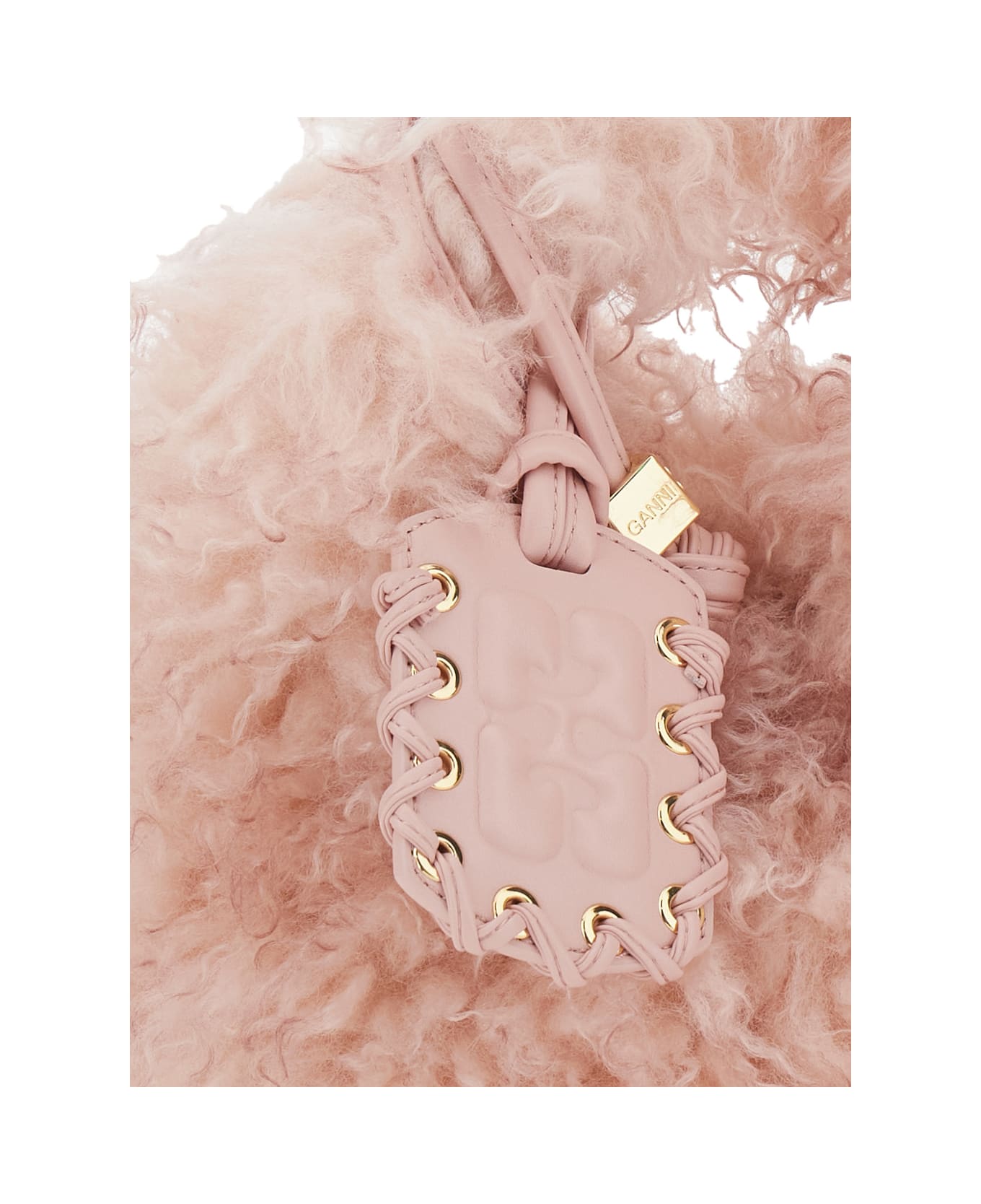Ganni Pink Handbag With Adjustable And Removable Shoulder Strap And Top Zip Closure In Ecofur Woman - Pink