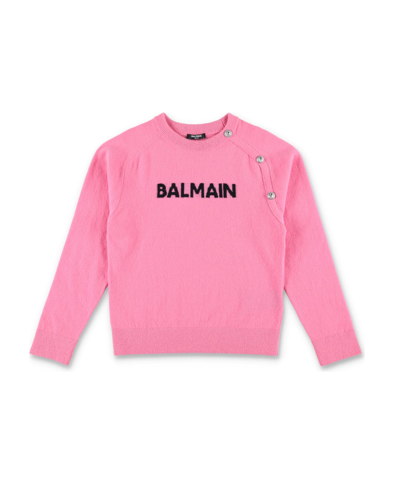 Balmain Kid - Sweater Logo - FLAMINGO/NERO