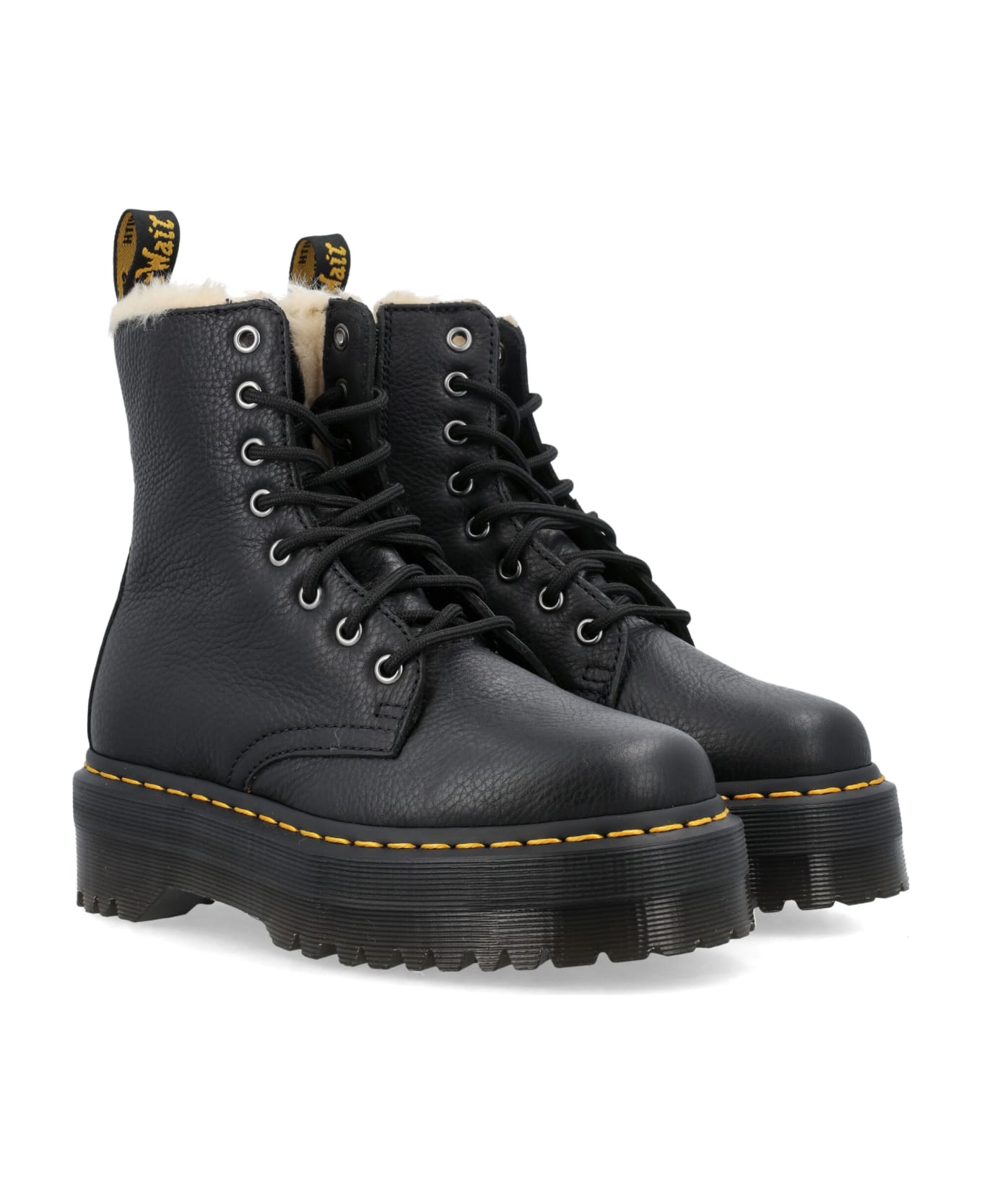 Dr. Martens Jadon Faux Fur Lined Platform Boots - BLACK