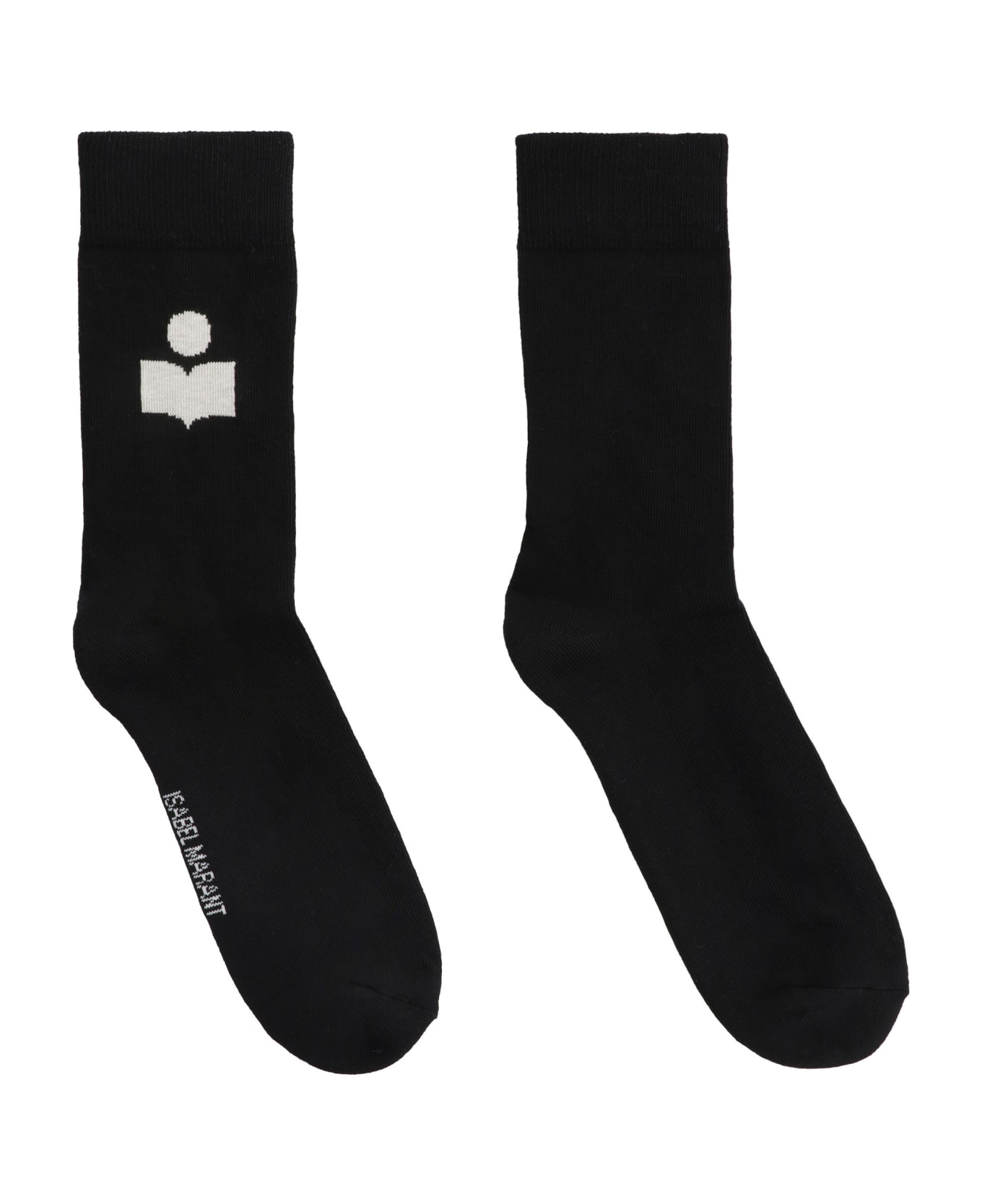 Isabel Marant Siloki Logo Cotton Blend Socks - black
