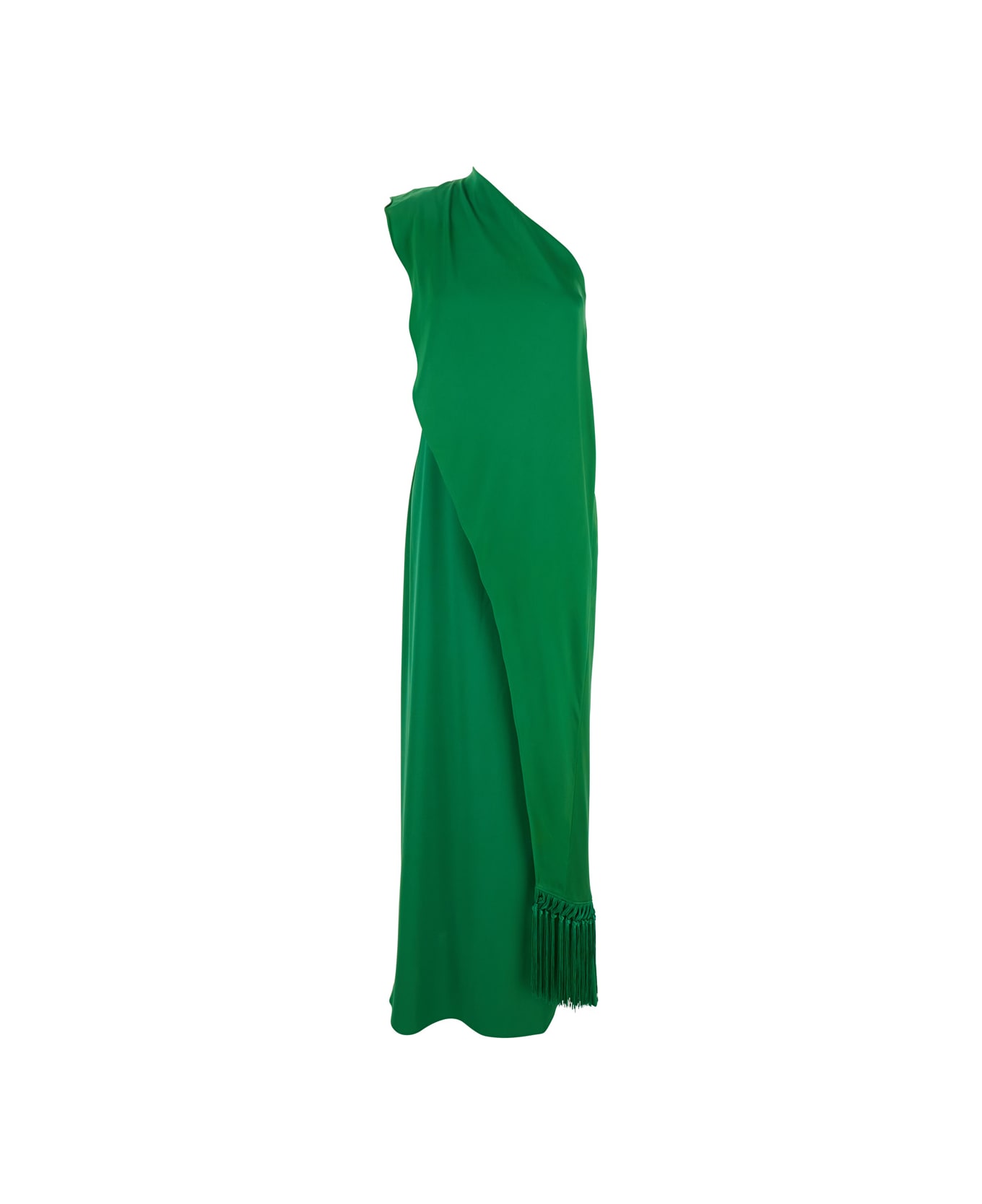 Taller Marmo 
berenson
 Green One-shoulder Long Dress With Scarf Detail In Viscose Stretch Blend Woman - Green