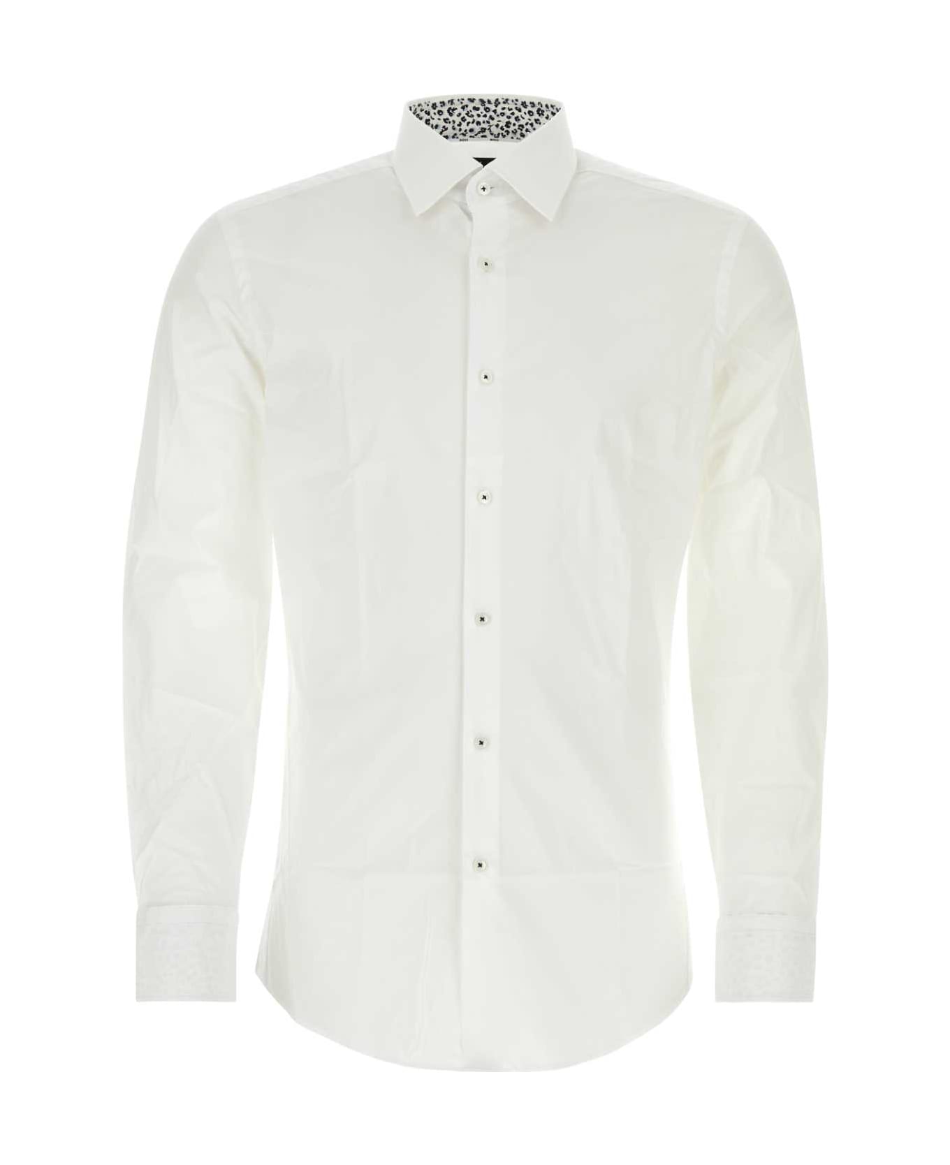 Hugo Boss White Stretch Poplin Shirt - White