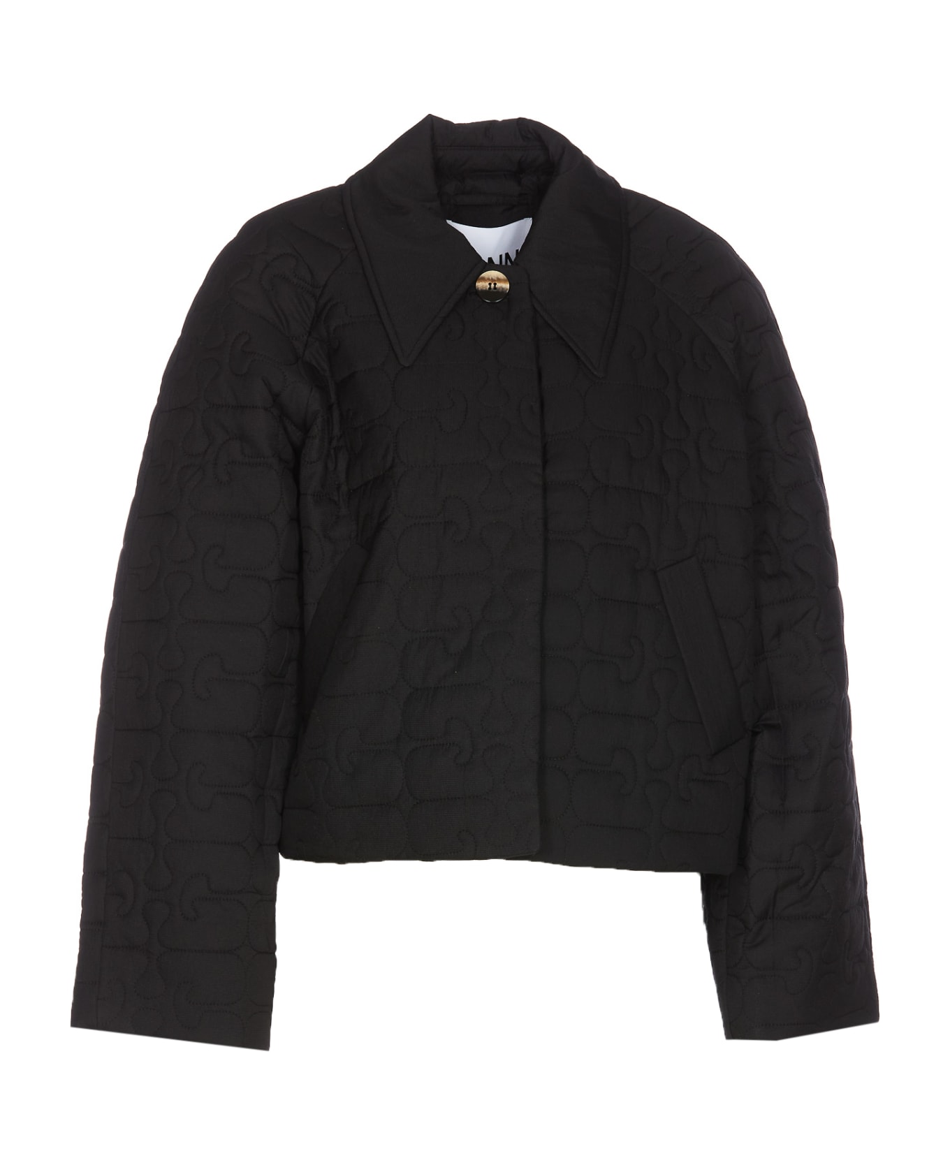 Ganni Short Quilt Jacket - Black ブレザー