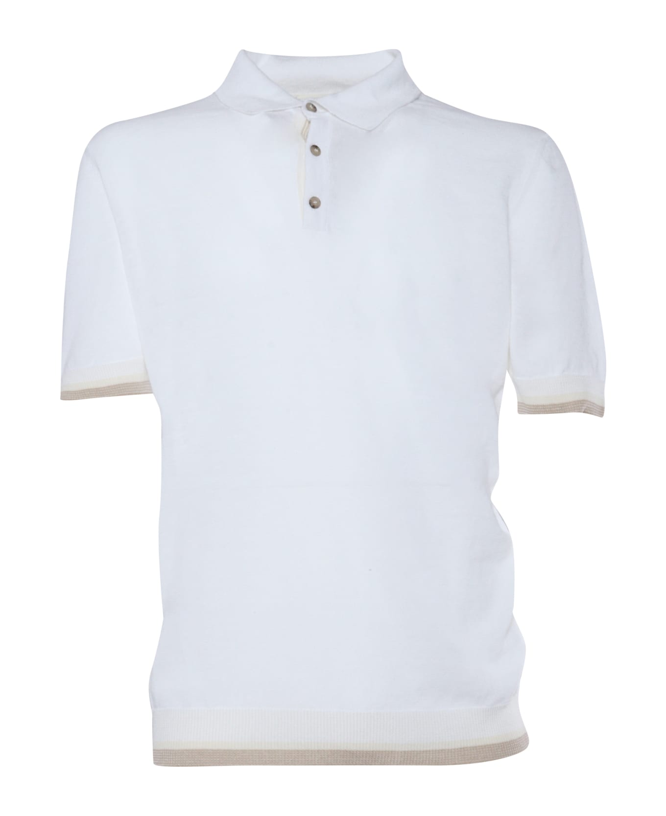 Peserico White Tricot Polo Shirt - WHITE