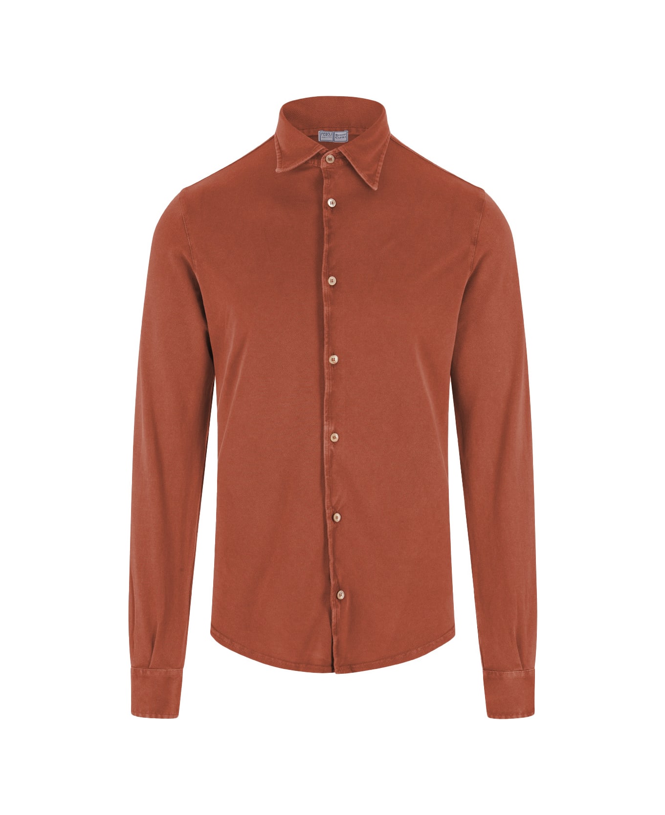 Fedeli Teorema Light Piquet Shirt In Orange - Orange シャツ