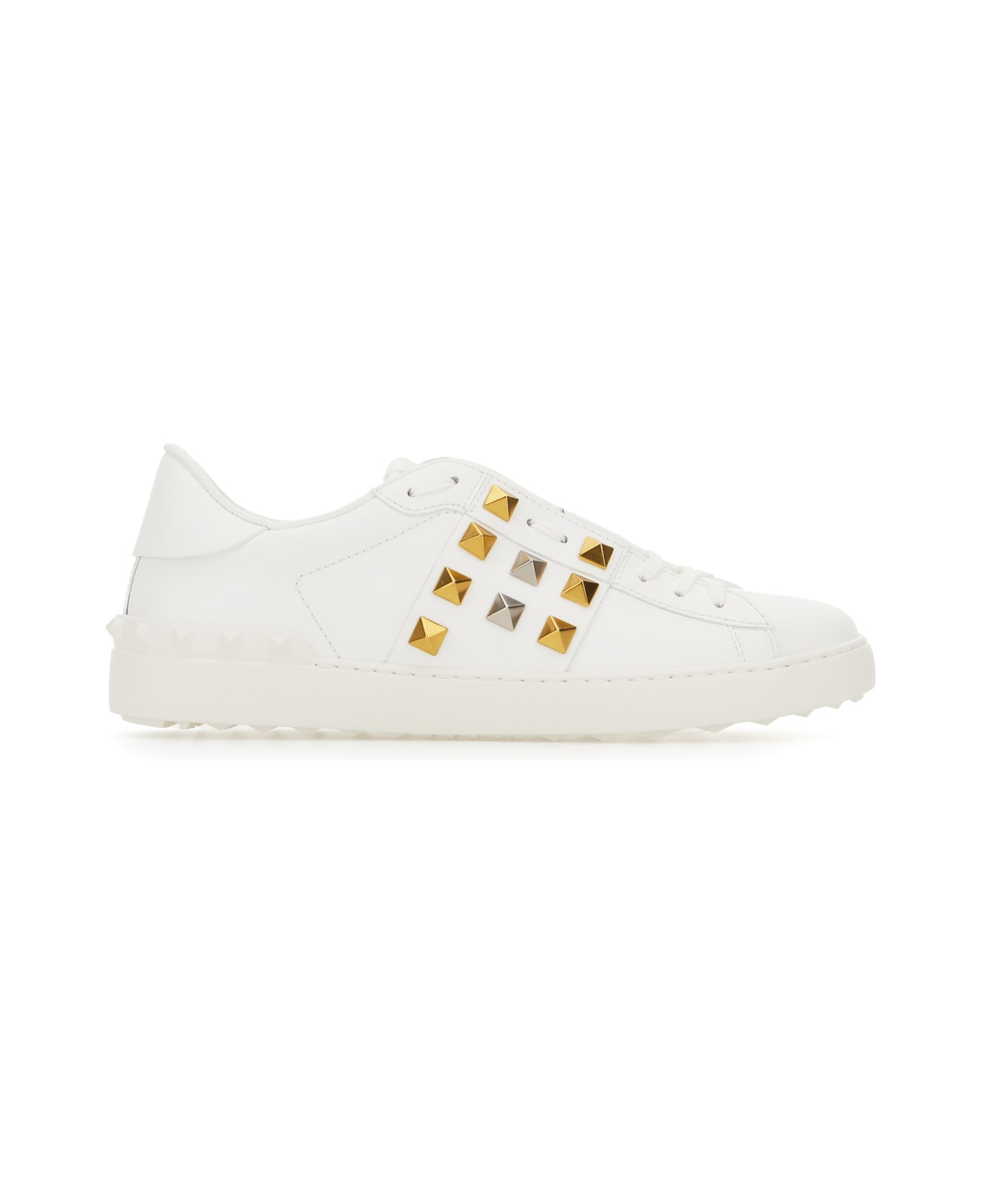 Valentino Garavani White Leather Rockstud Sneakers - Bianco