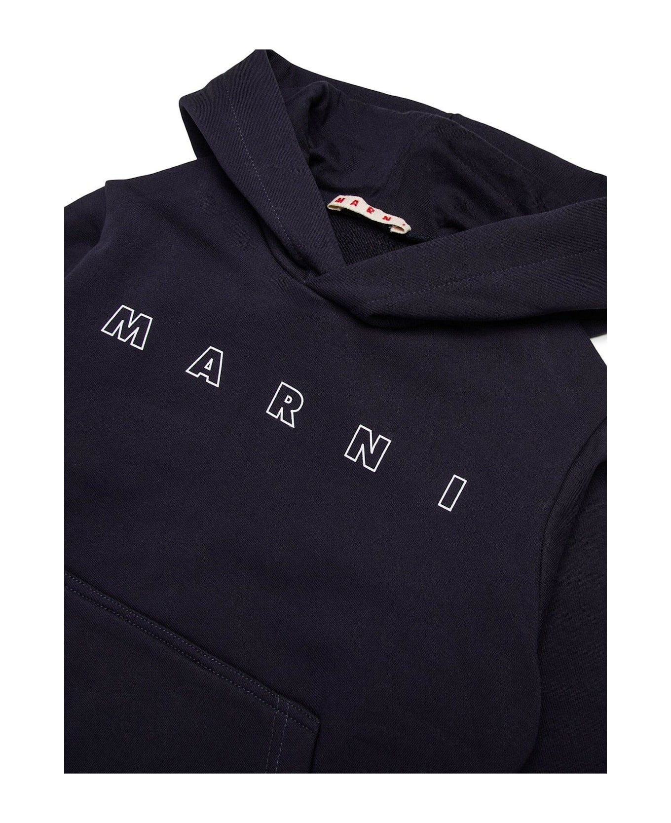 Marni Logo Detailed Hoodie - Blue