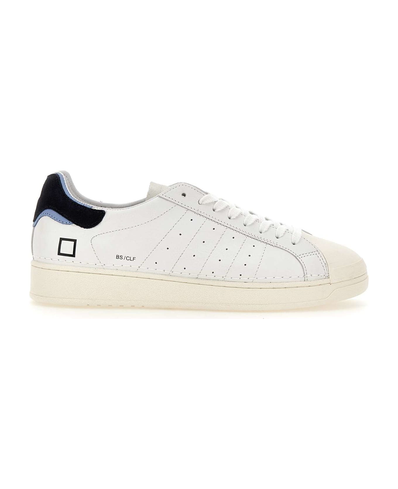 D.A.T.E. "base Calf" Leather Sneakers - WHITE-BLUE