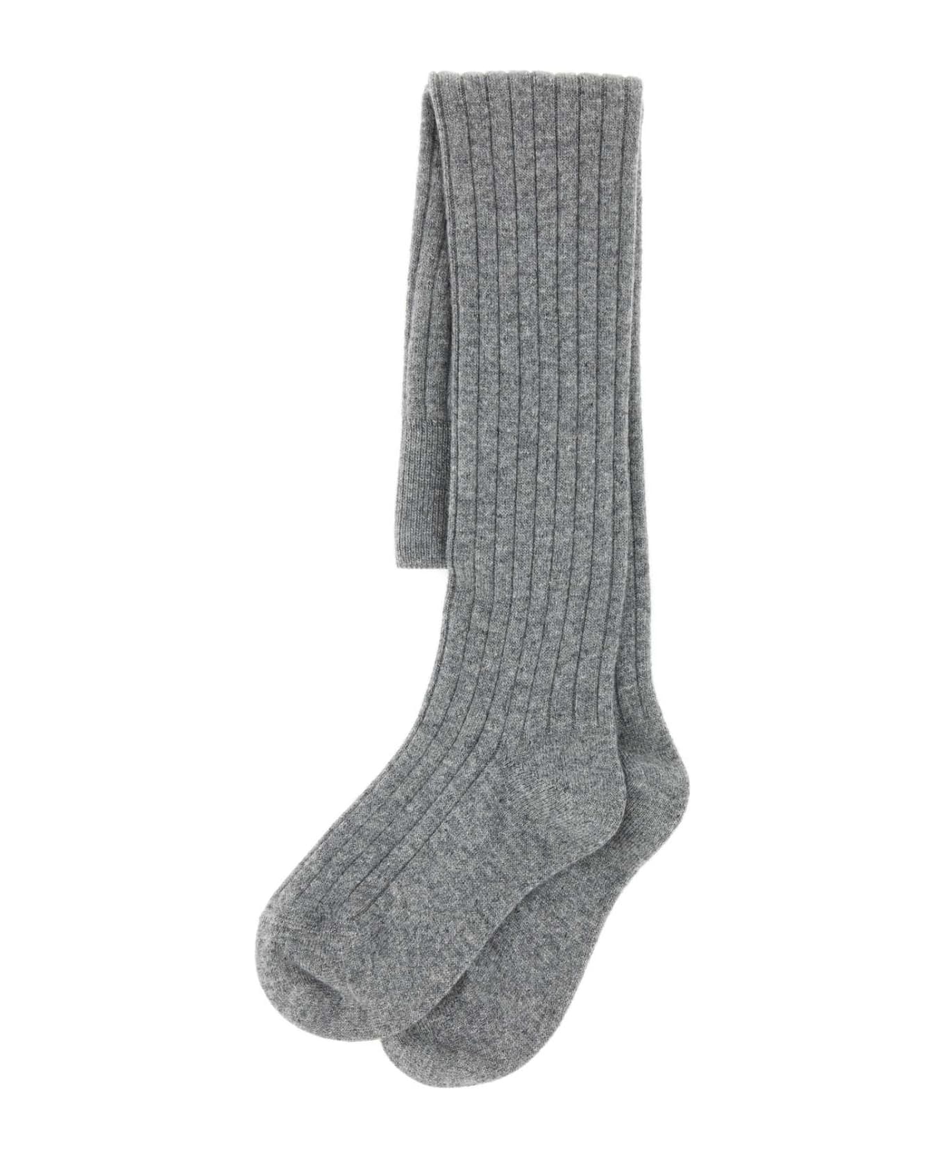 Prada Grey Stretch Wool Blend Socks - GRIGIO