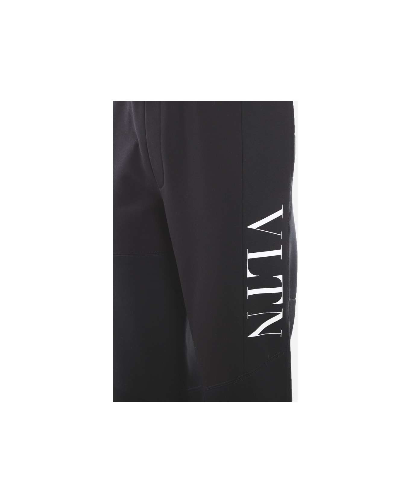 Valentino Cotton Blend Trousers Cucinelli With Vltn Print - Black