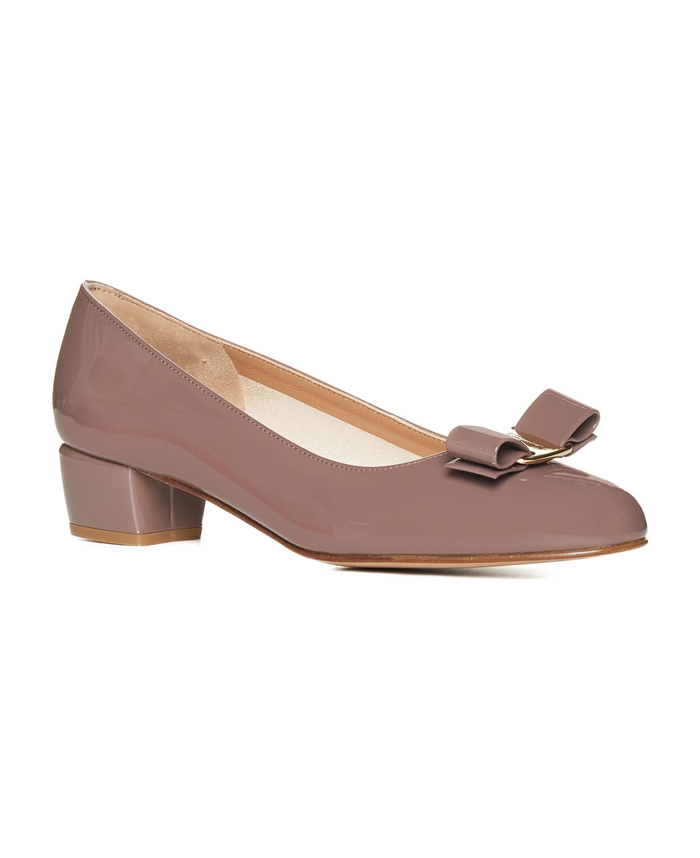 Ferragamo Bow-detailed Slip-on Pumps - Caraway seed ハイヒール