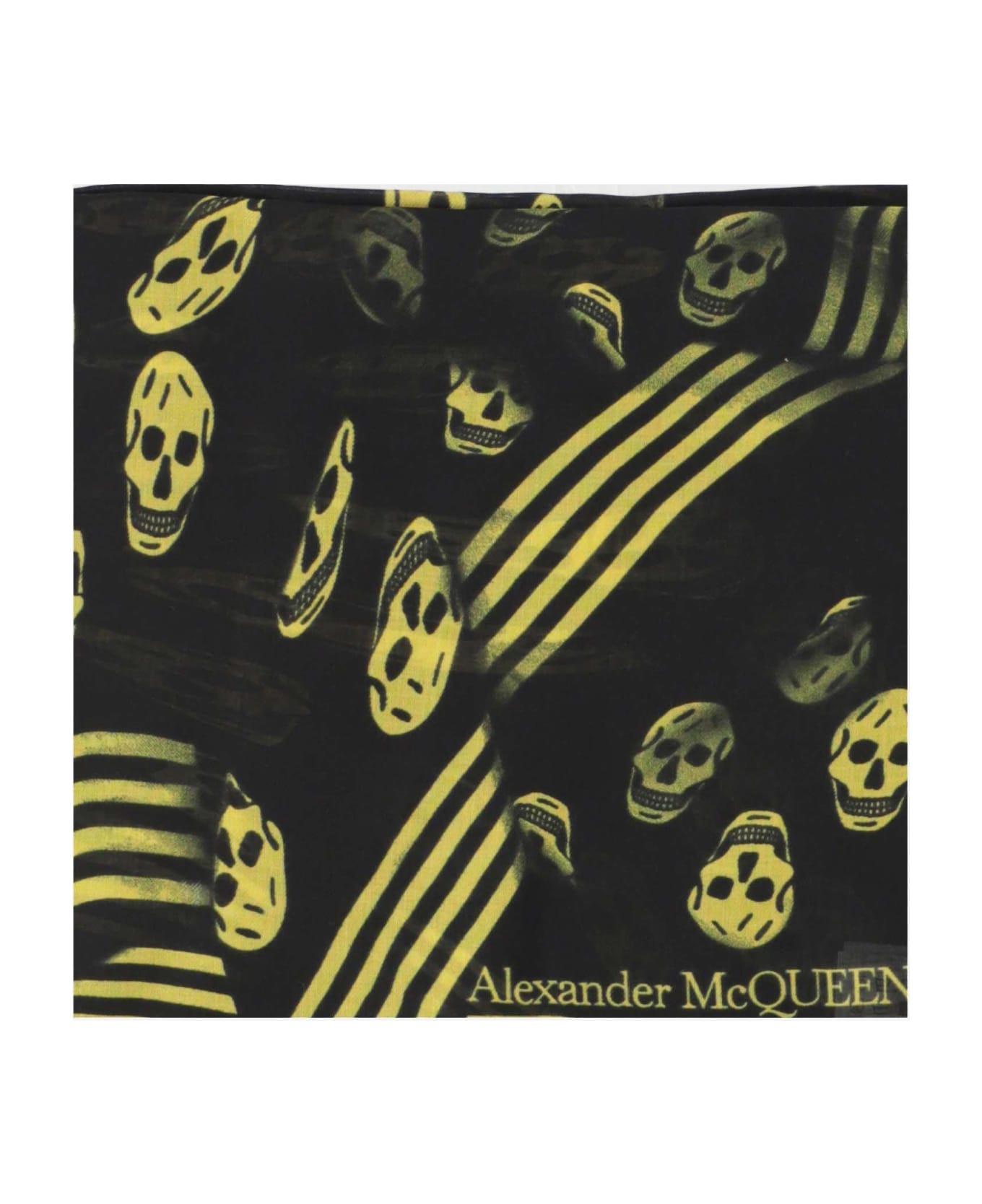 Alexander McQueen Skull Printed Frayed Scarf - Yellow