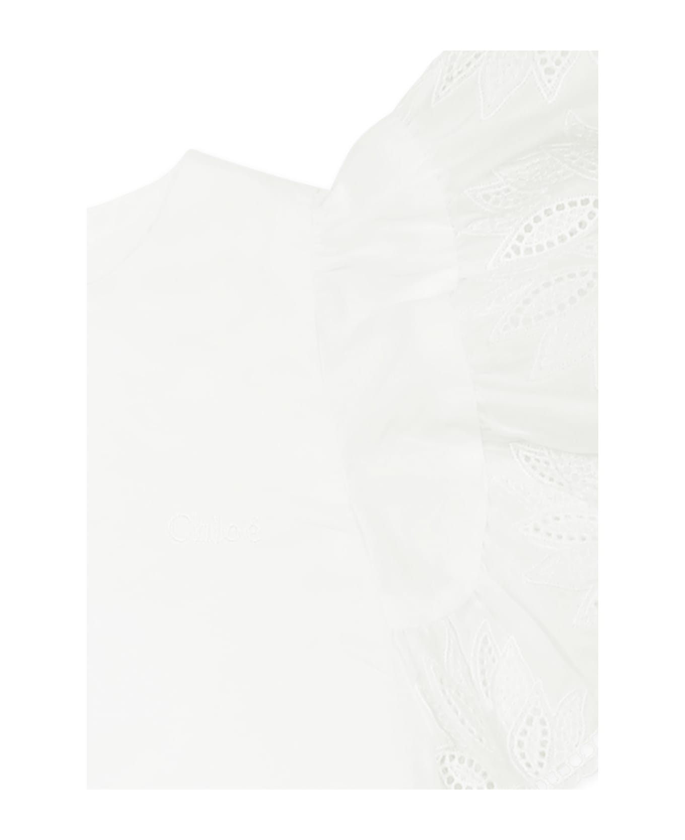 Chloé White Romper For Baby Girl With Logo - White