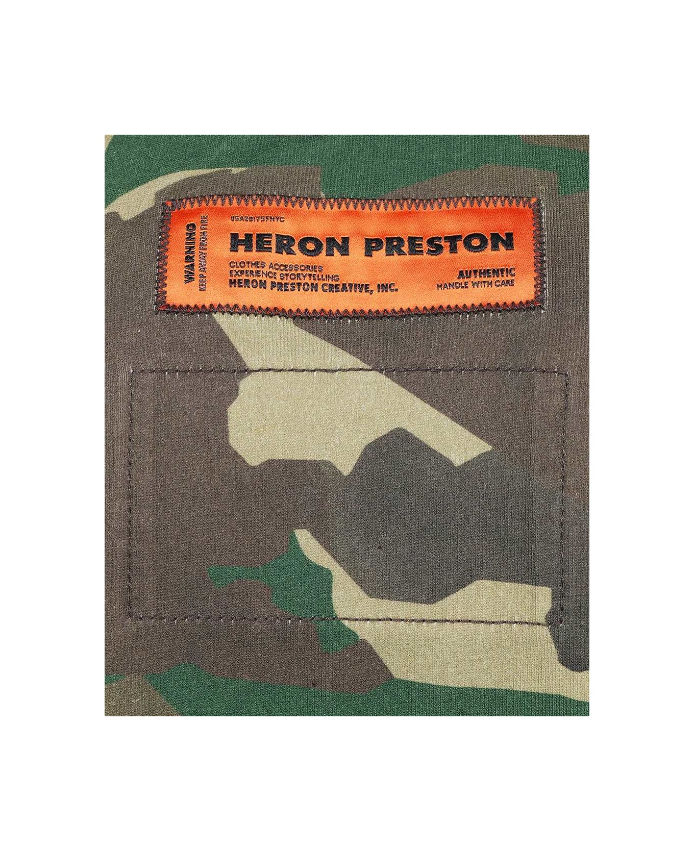 HERON PRESTON Printed Cotton T-shirt - green シャツ