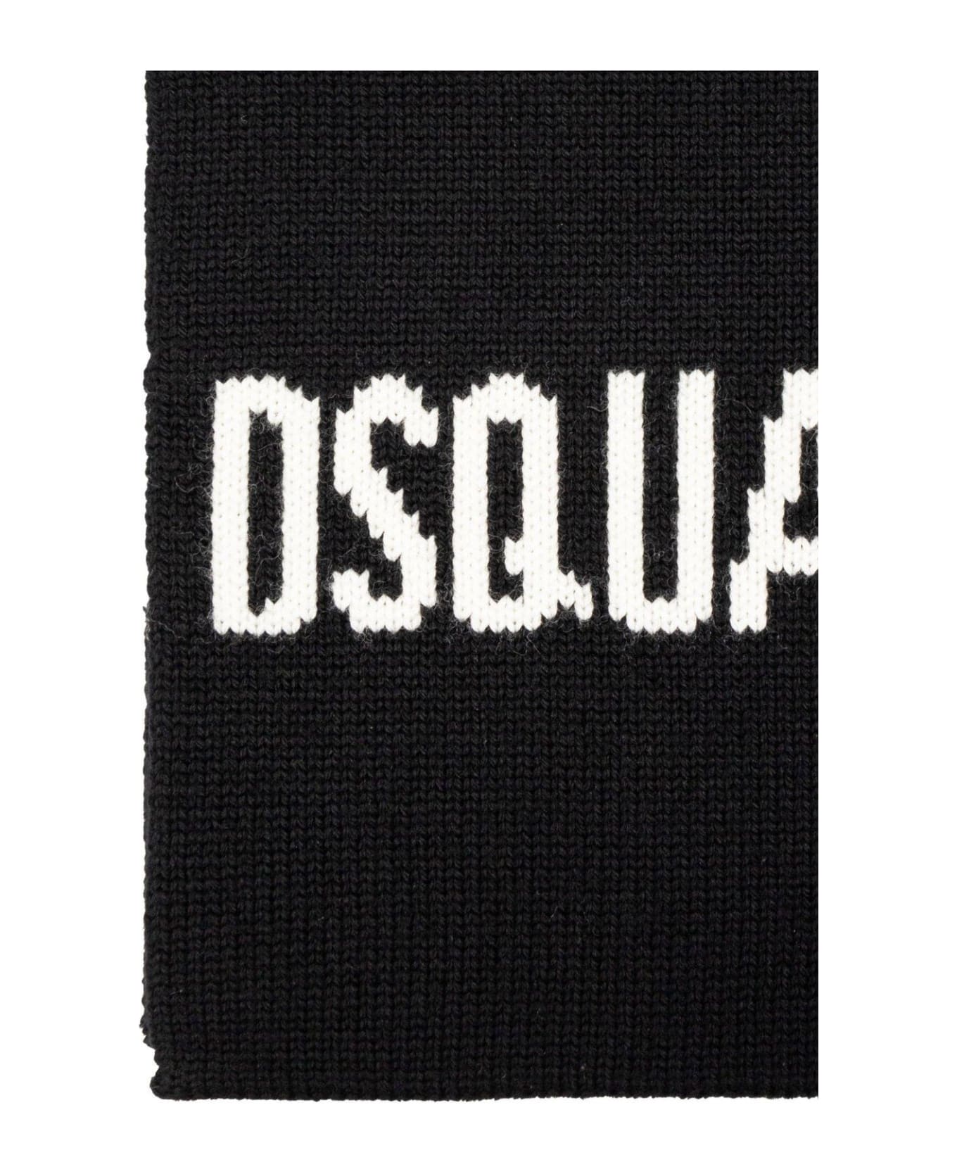 Dsquared2 Logo-intarsia Scarf - NERO