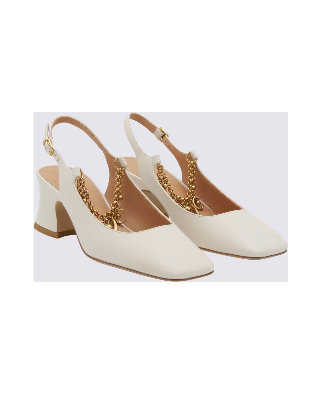 Chloé White Leather Pumps - EGGSHELL
