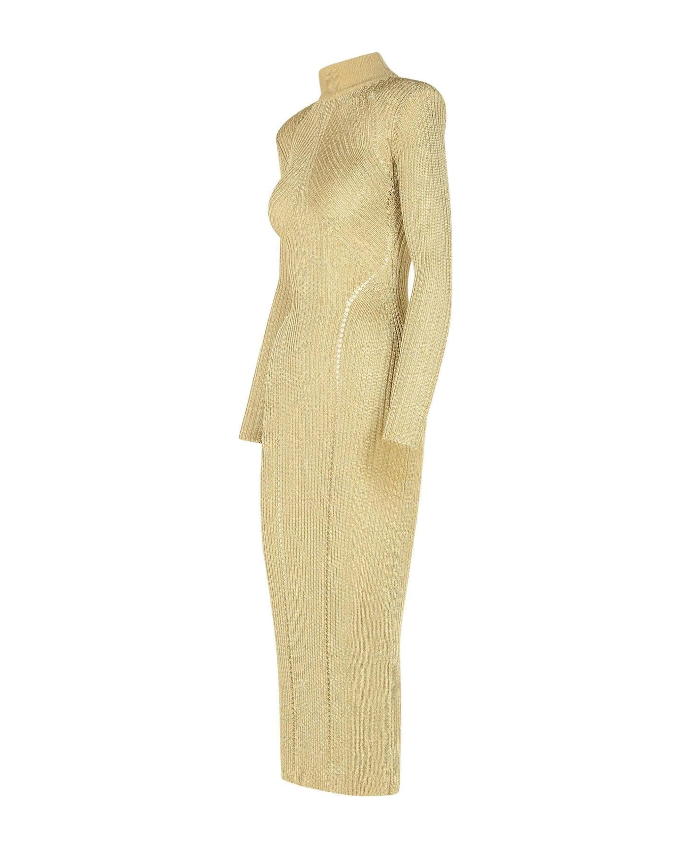 self-portrait Lurex Knit Dress - Gold