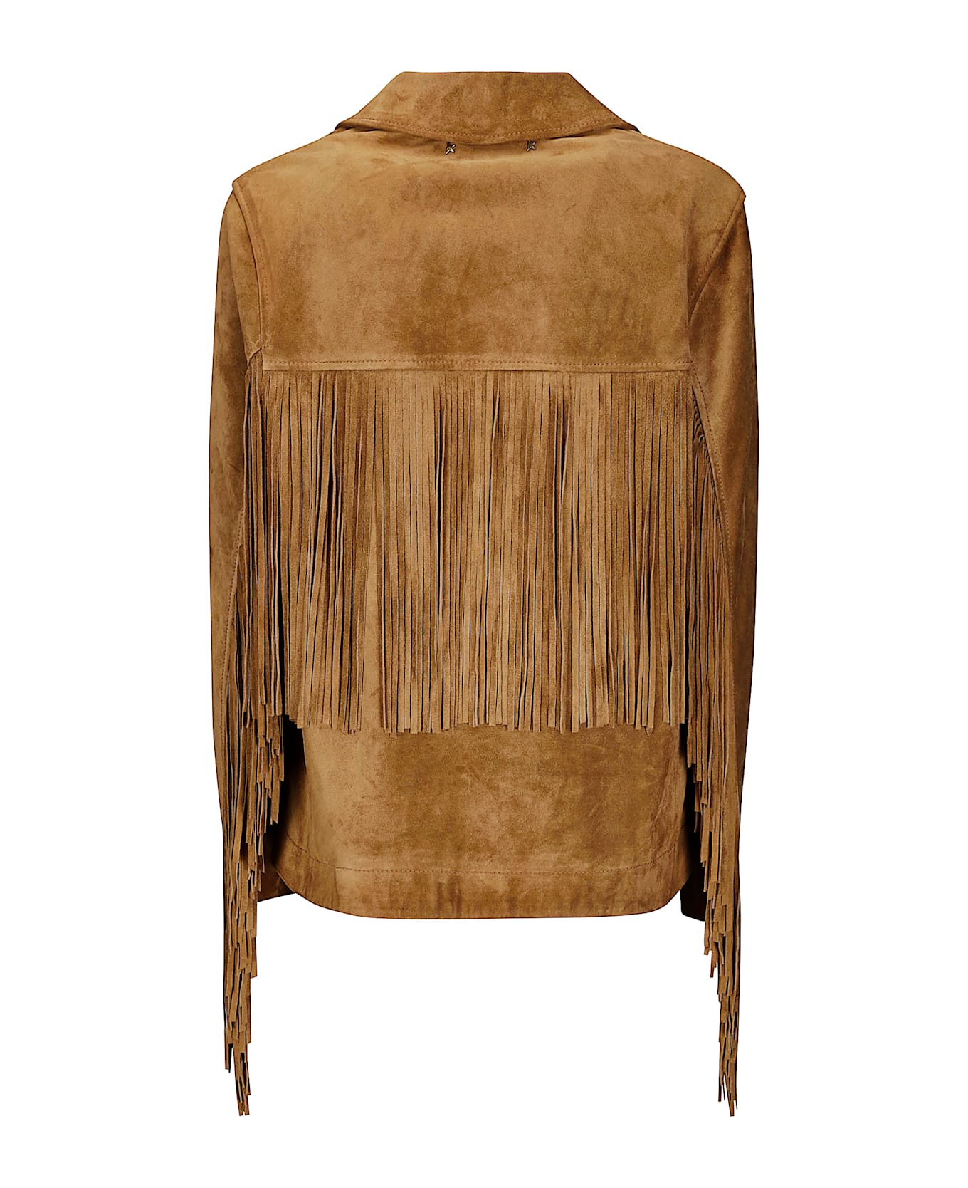 Golden Goose Journey W
s Jacket With Fringes In Waxed Calf Leat - TABASCO BROWN