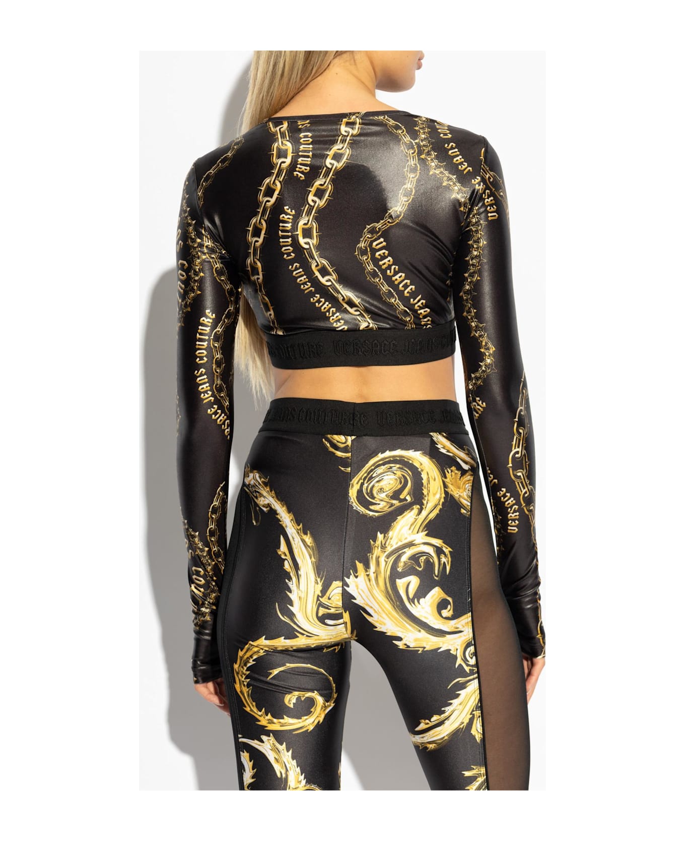 Versace Jeans Couture Top With Logo - Black