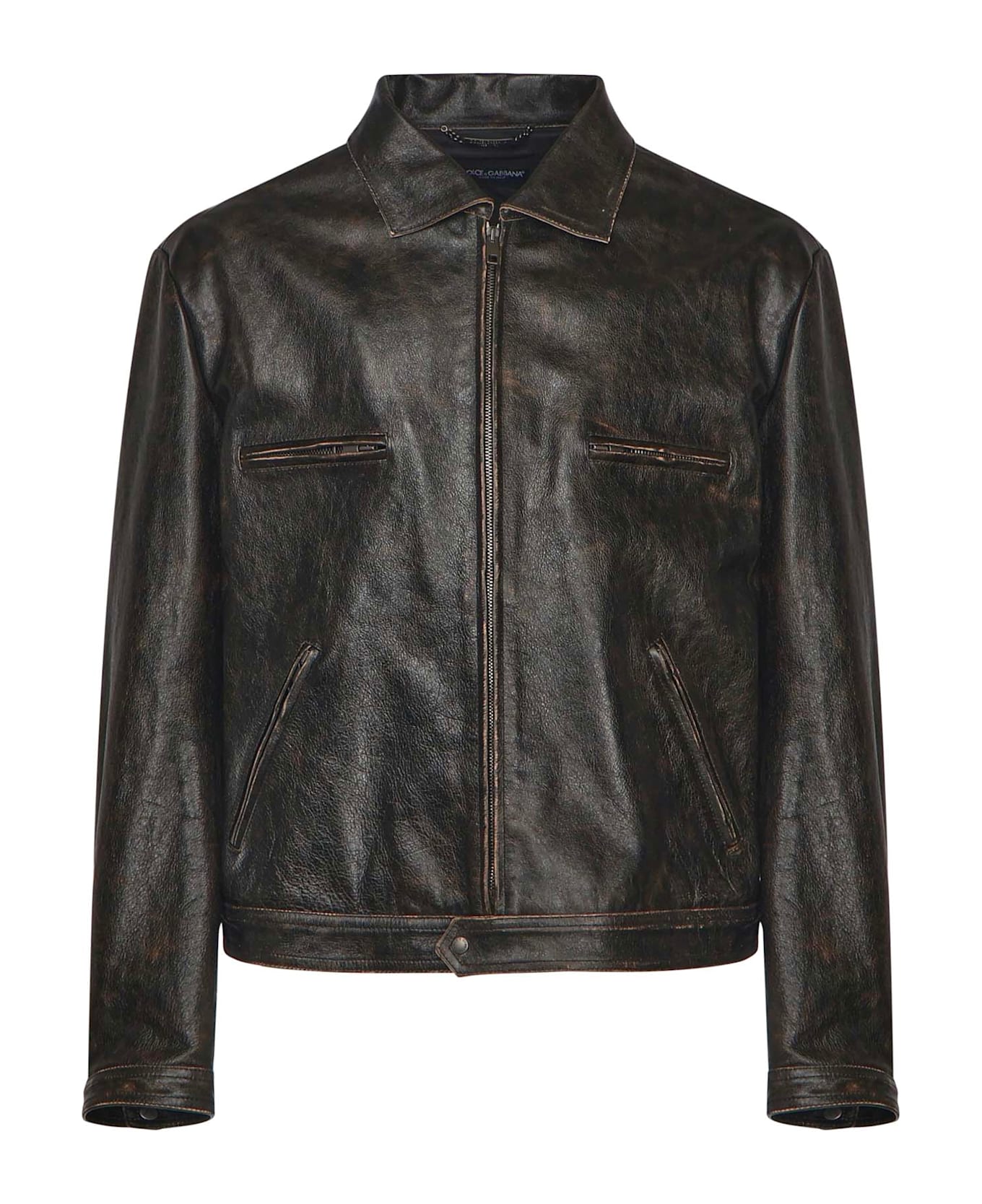 Dolce 
Gabbana Nappa Leather Overshirt - Black