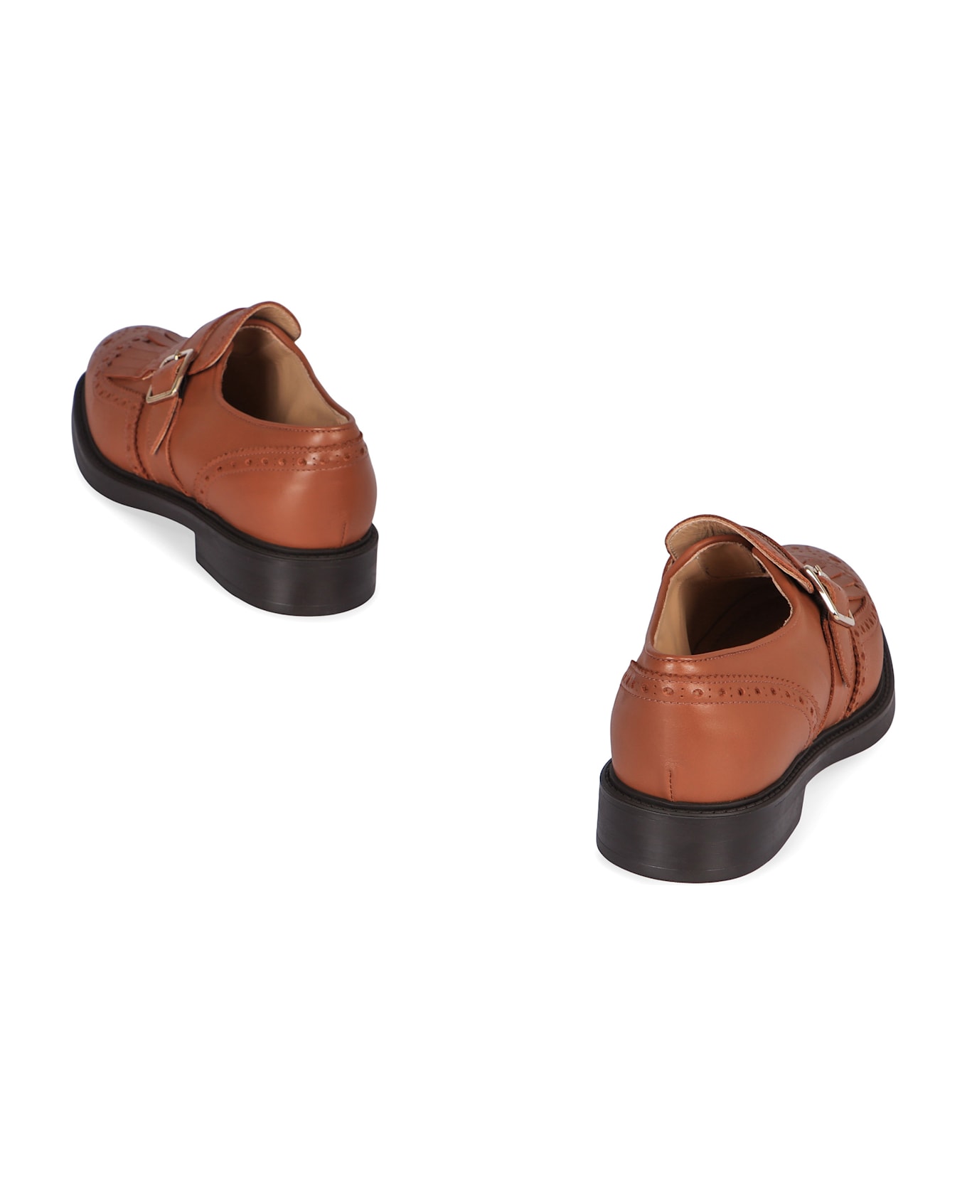 Doucal's Monk-strap In Leather - brown