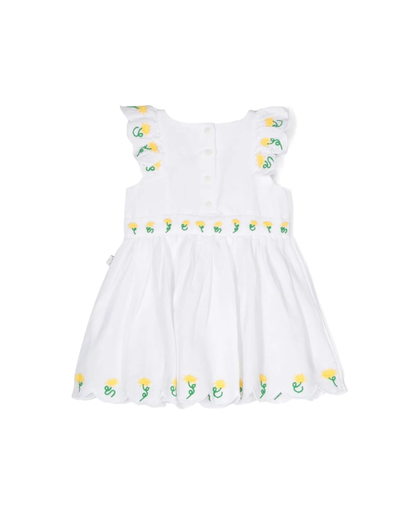 Stella McCartney Kids White Dress With Flower Embroidery - White