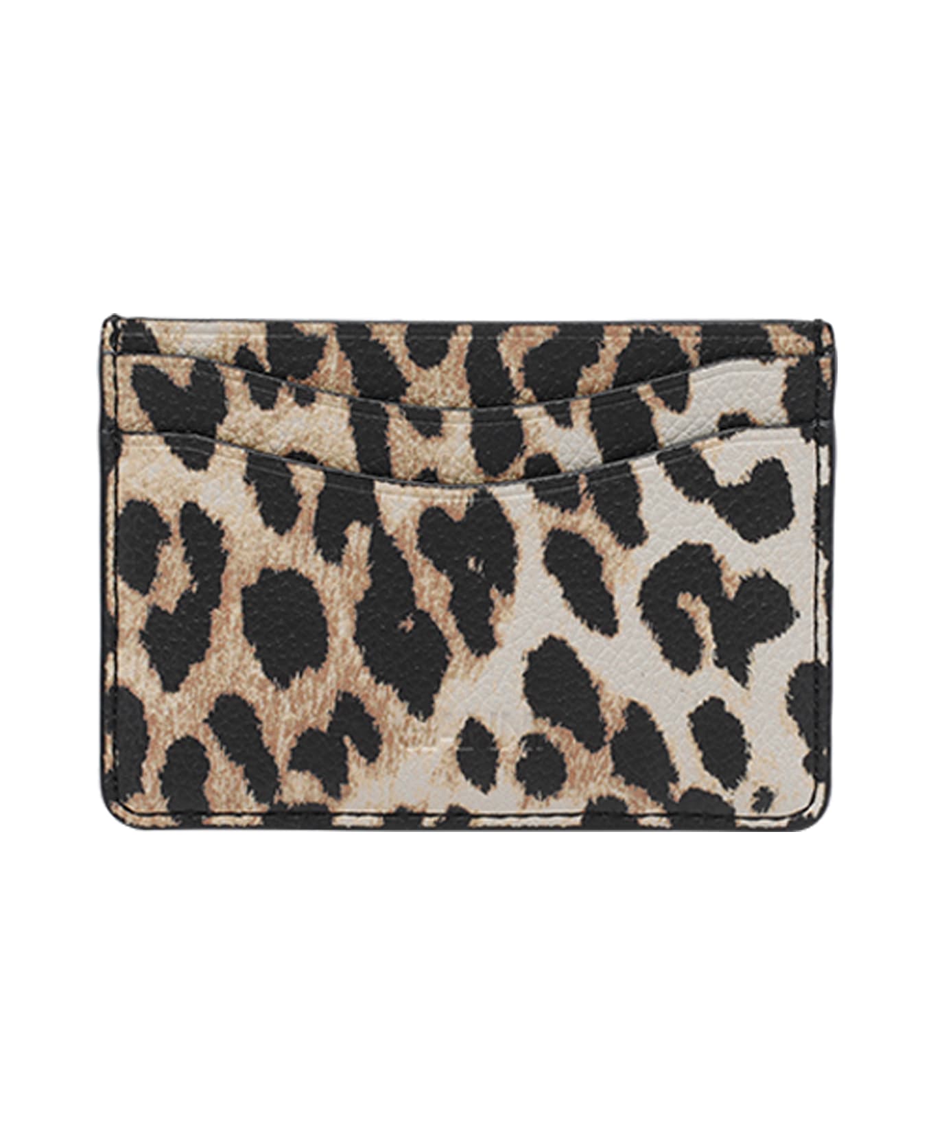 Ganni Bou Leopard Cards Holder - Brown
