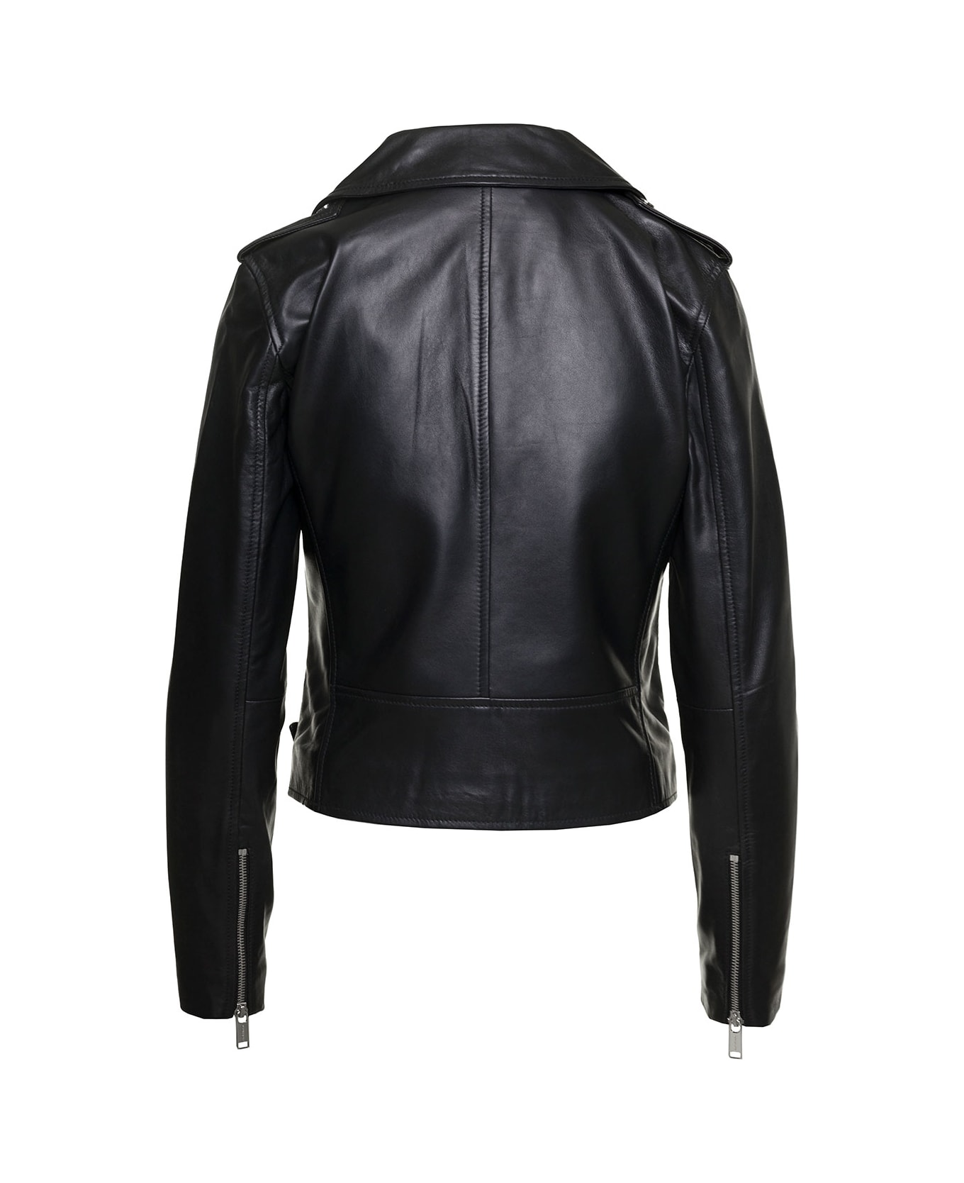 MICHAEL Michael Kors M Michael Kors Woman's Black Leather Biker Jacket - Black
