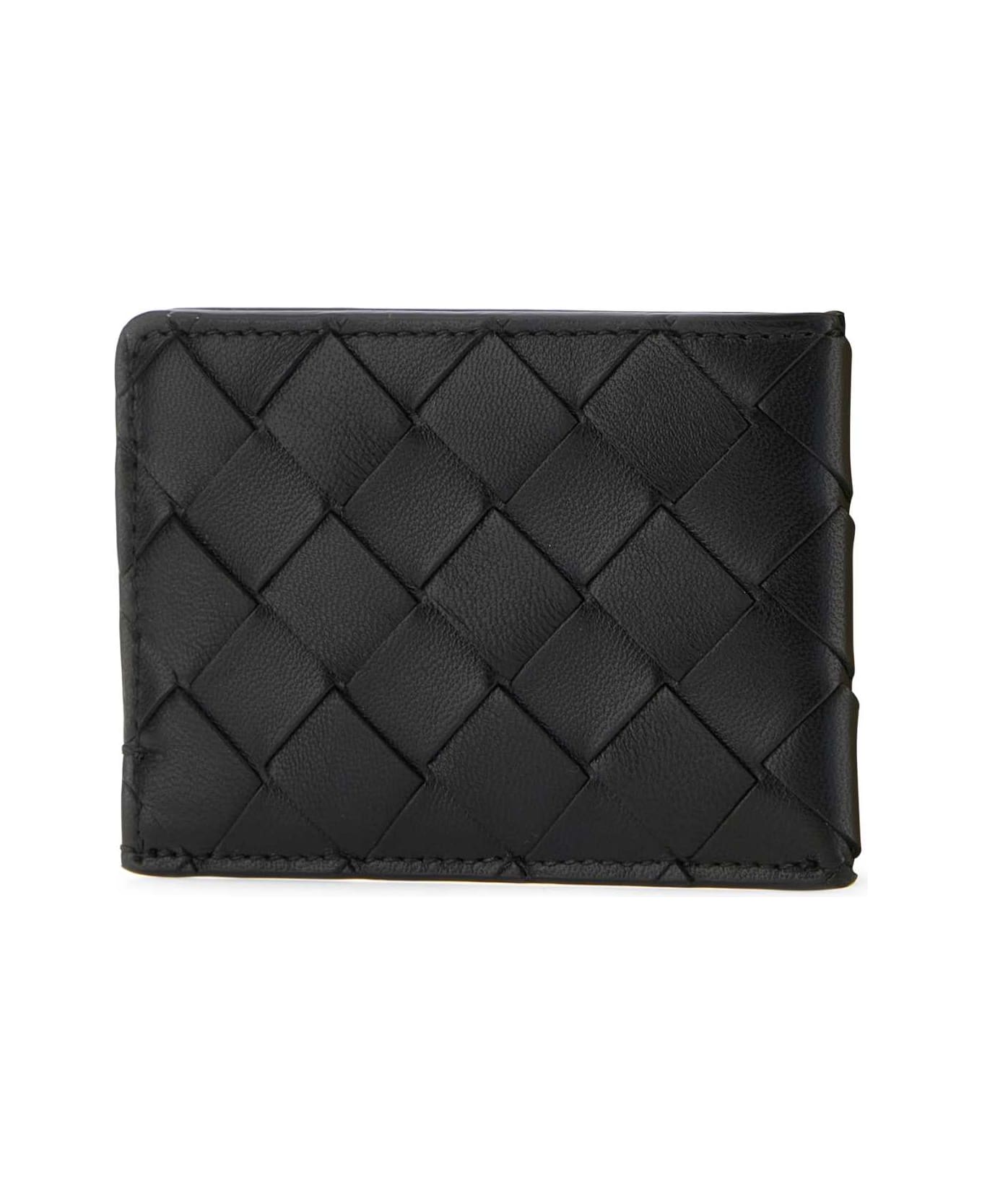 Bottega Veneta Black Leather Cardholder - BLACKGOLD