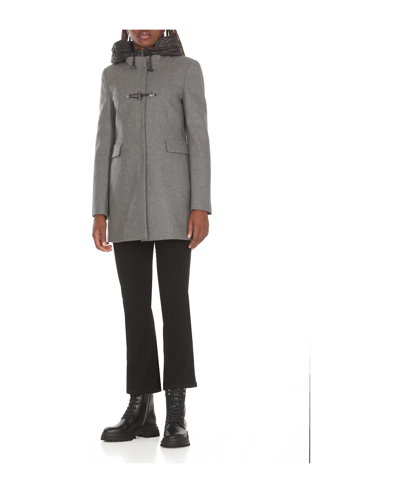 Fay Toggle Coat In Wool Cloth - Grey