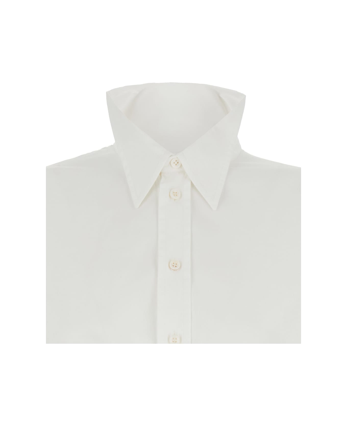 Phoebe Philo White Shirt With Classic Collar And Logo Embroidery On The Cuff In Cotton Woman - White