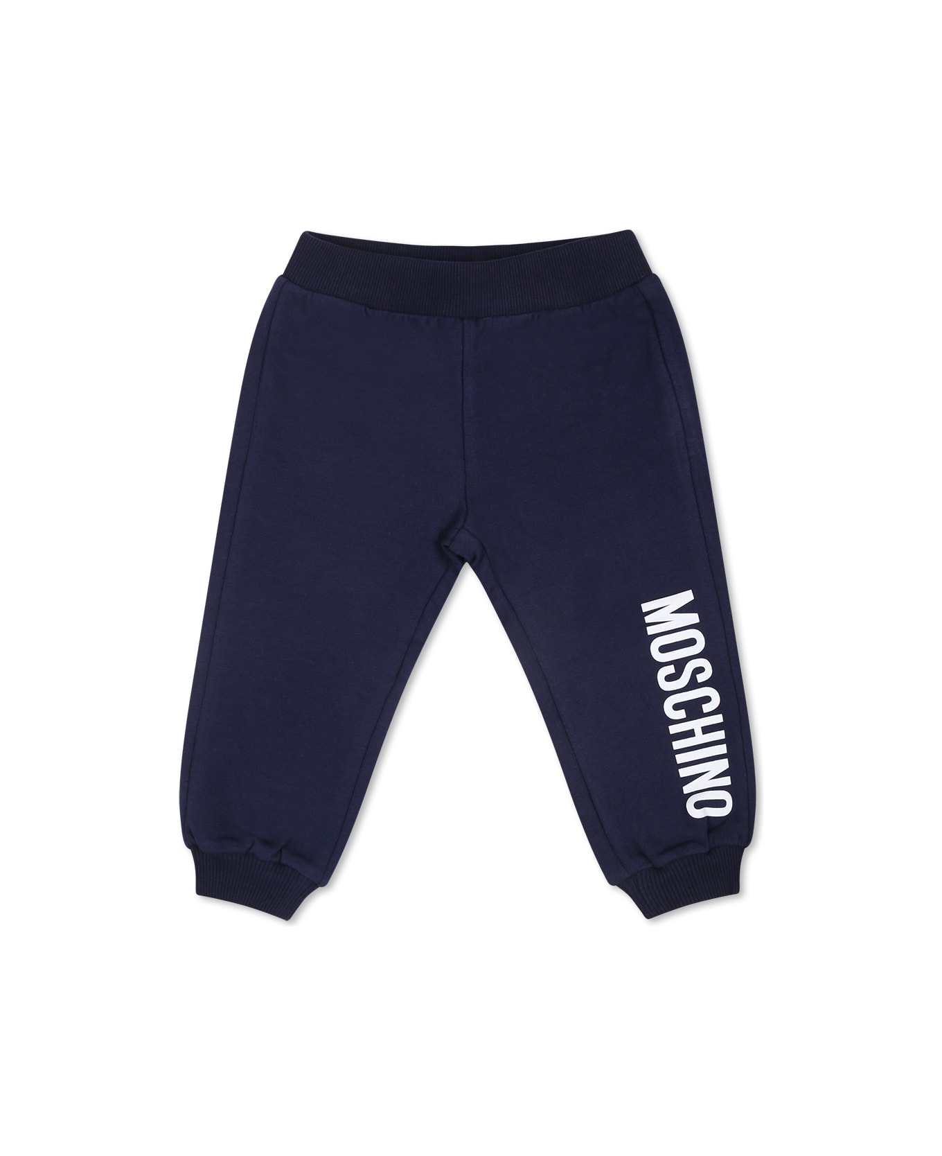 Moschino Blue Trousers For Babykids With Logo - Blue