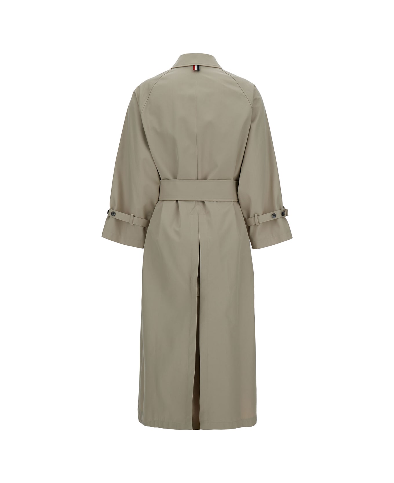 Thom Browne Beige Trench Coat With Matching Belt In Waterproof Cotton Woman - Beige