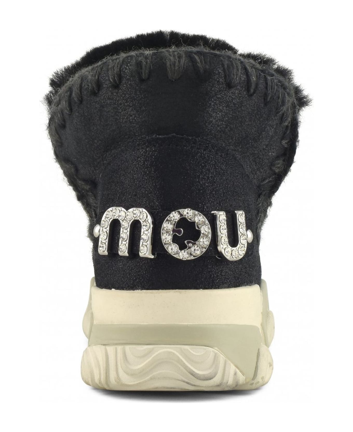 Mou Eskimo Trainer In Black Sheepskin - Nero
