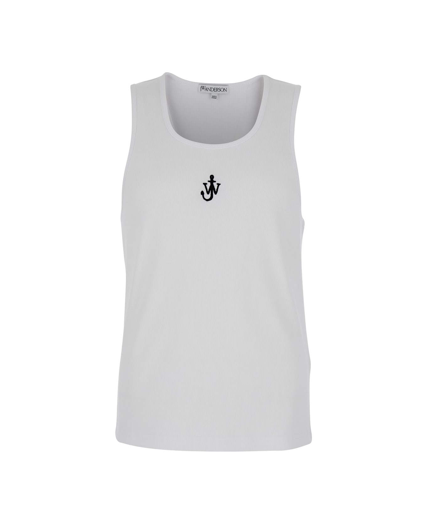 J.W. Anderson White Sleeveless Top With Logo Embroidery On The Front In Cotton Man - White